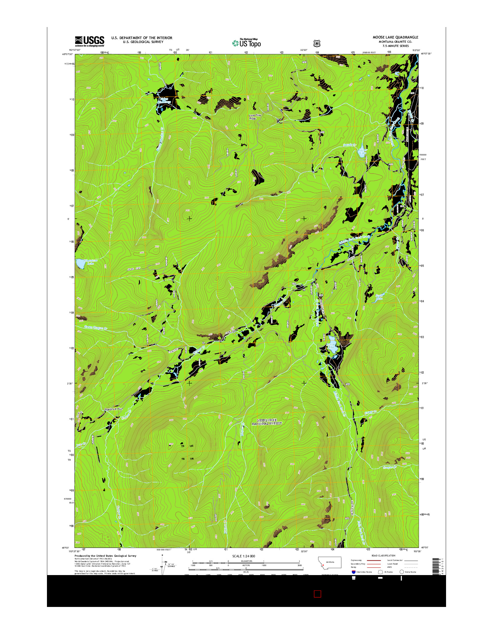 USGS US TOPO 7.5-MINUTE MAP FOR MOOSE LAKE, MT 2014