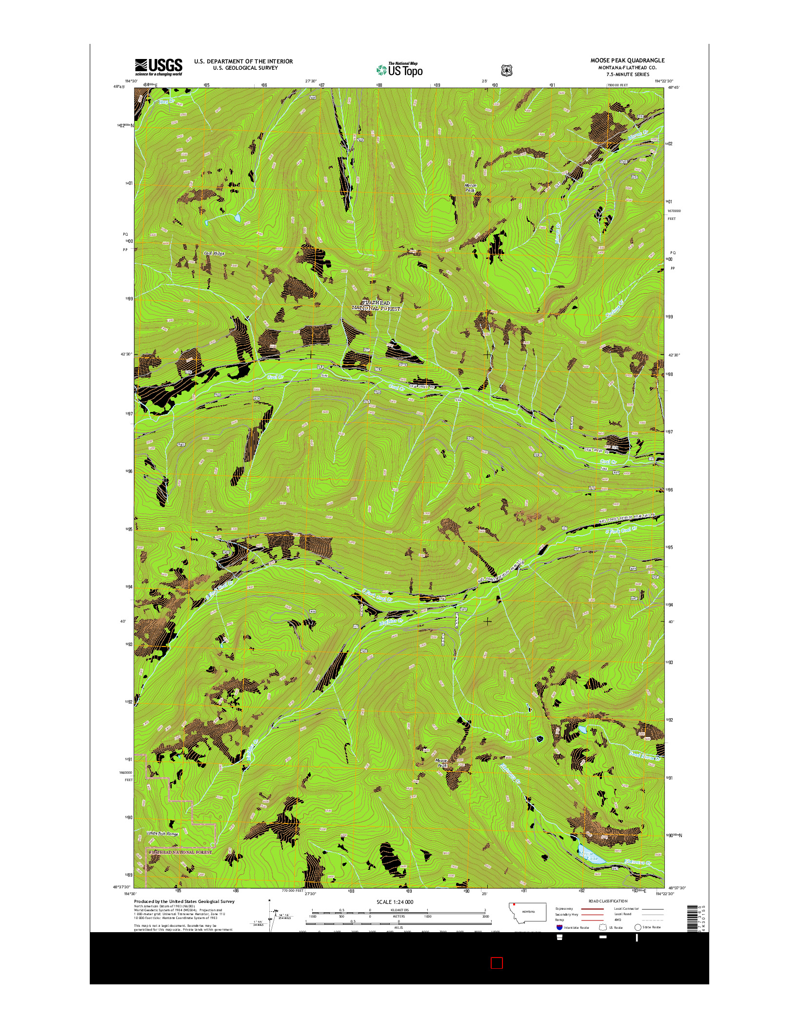 USGS US TOPO 7.5-MINUTE MAP FOR MOOSE PEAK, MT 2014