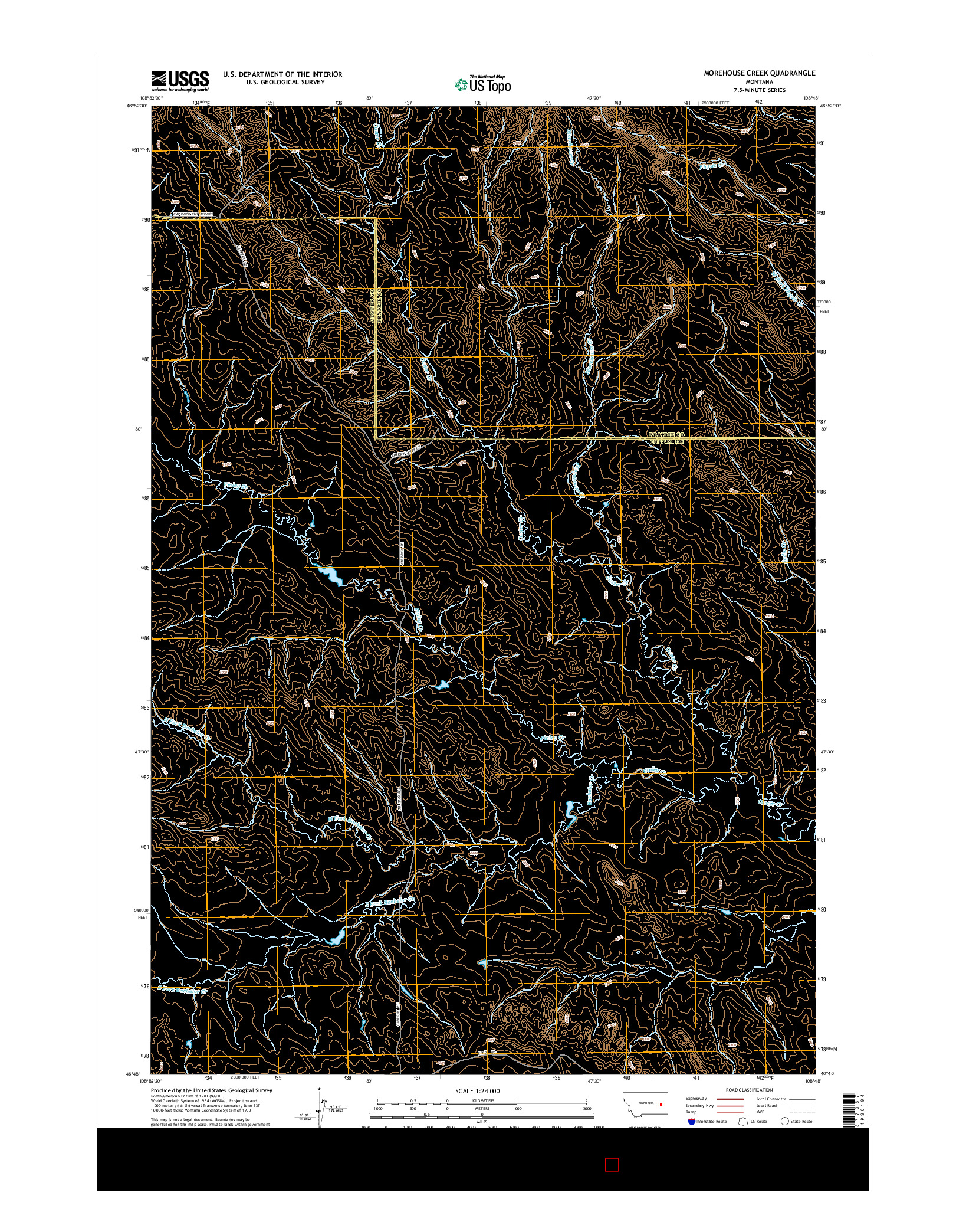 USGS US TOPO 7.5-MINUTE MAP FOR MOREHOUSE CREEK, MT 2014