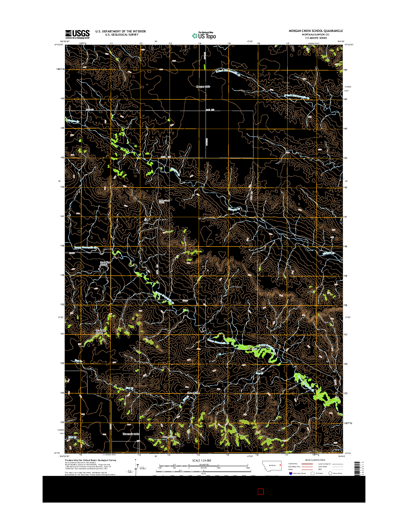 USGS US TOPO 7.5-MINUTE MAP FOR MORGAN CREEK SCHOOL, MT 2014