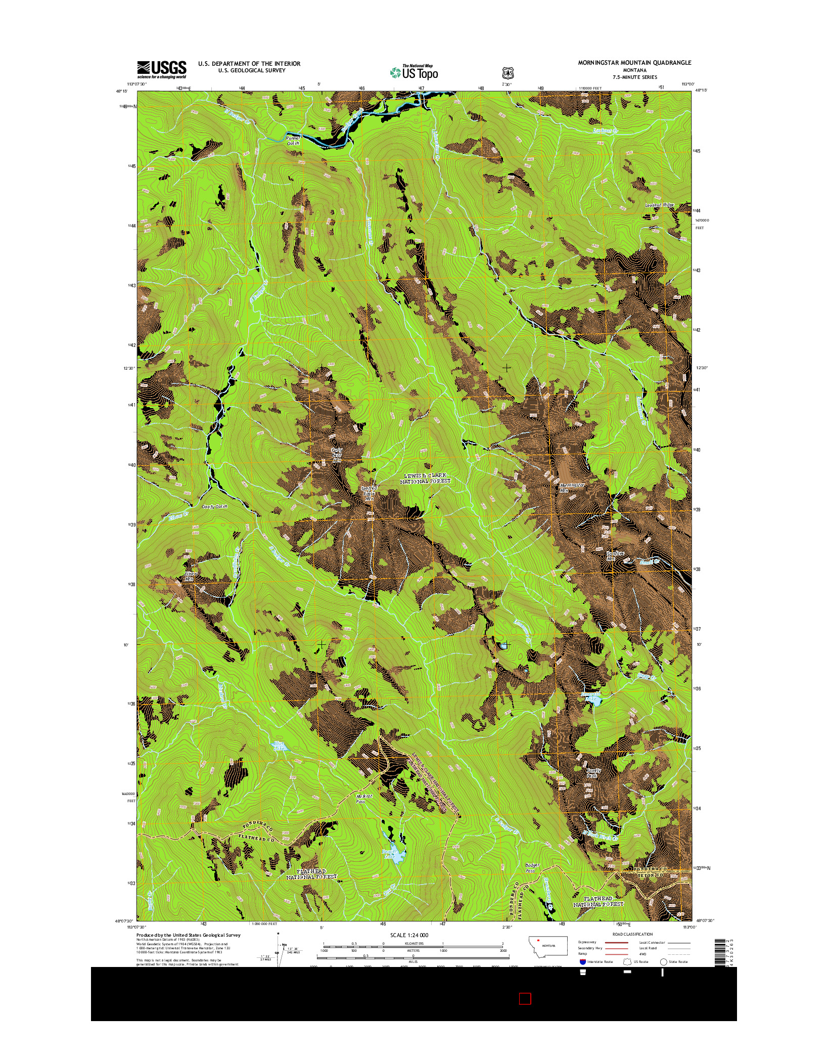 USGS US TOPO 7.5-MINUTE MAP FOR MORNINGSTAR MOUNTAIN, MT 2014
