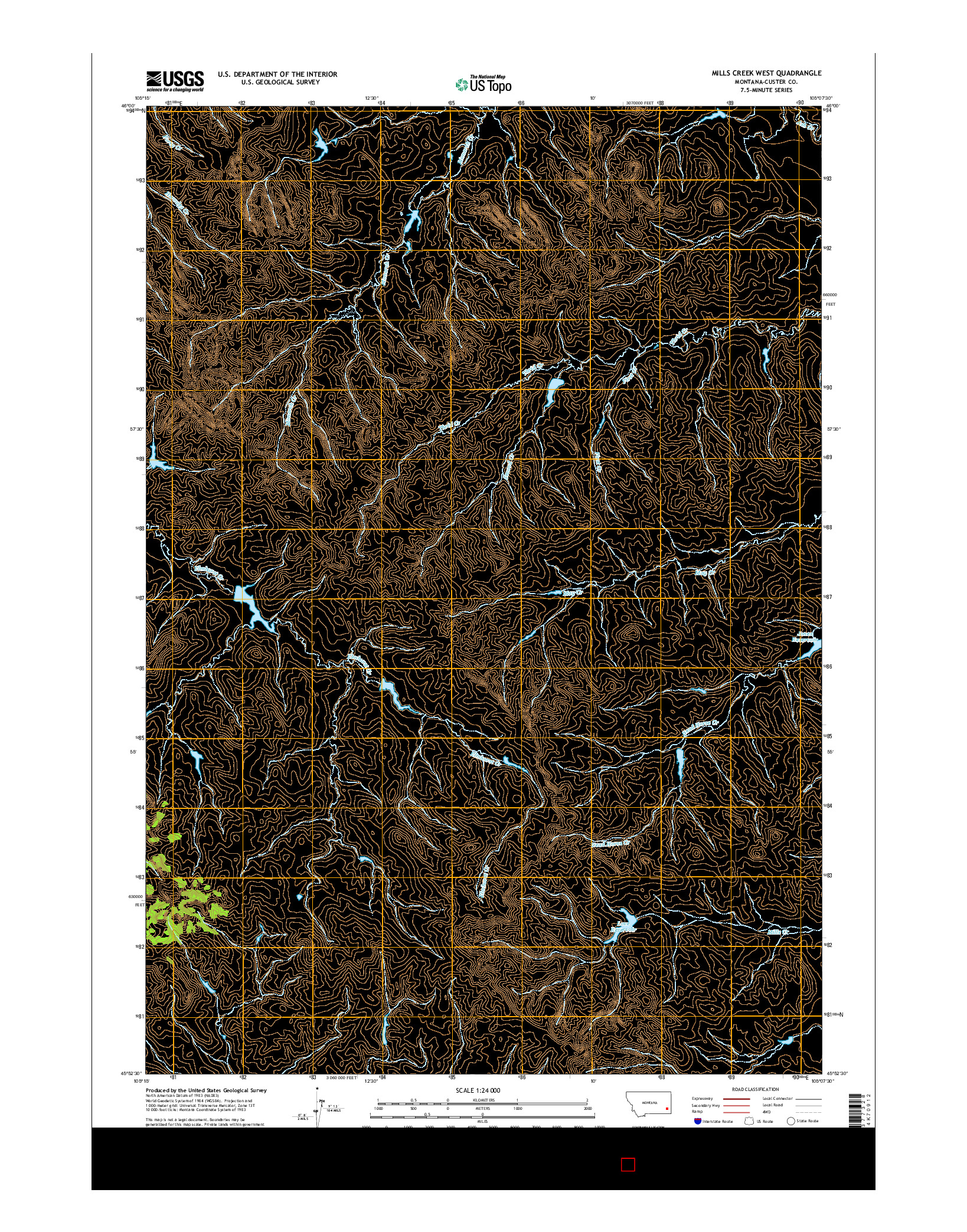 USGS US TOPO 7.5-MINUTE MAP FOR MILLS CREEK WEST, MT 2014