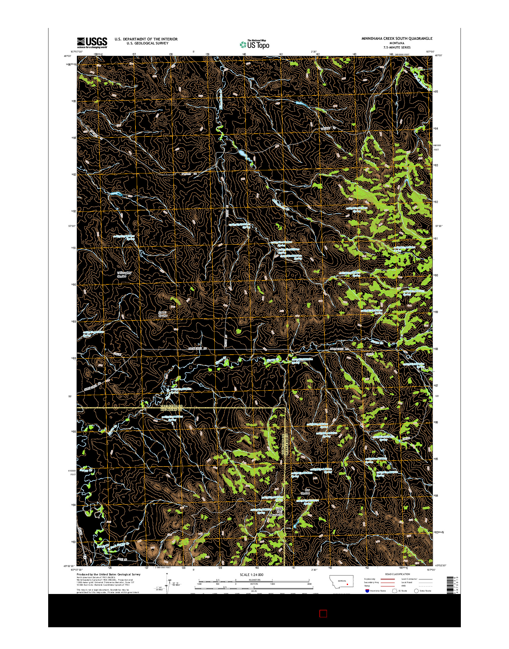 USGS US TOPO 7.5-MINUTE MAP FOR MINNEHAHA CREEK SOUTH, MT 2014