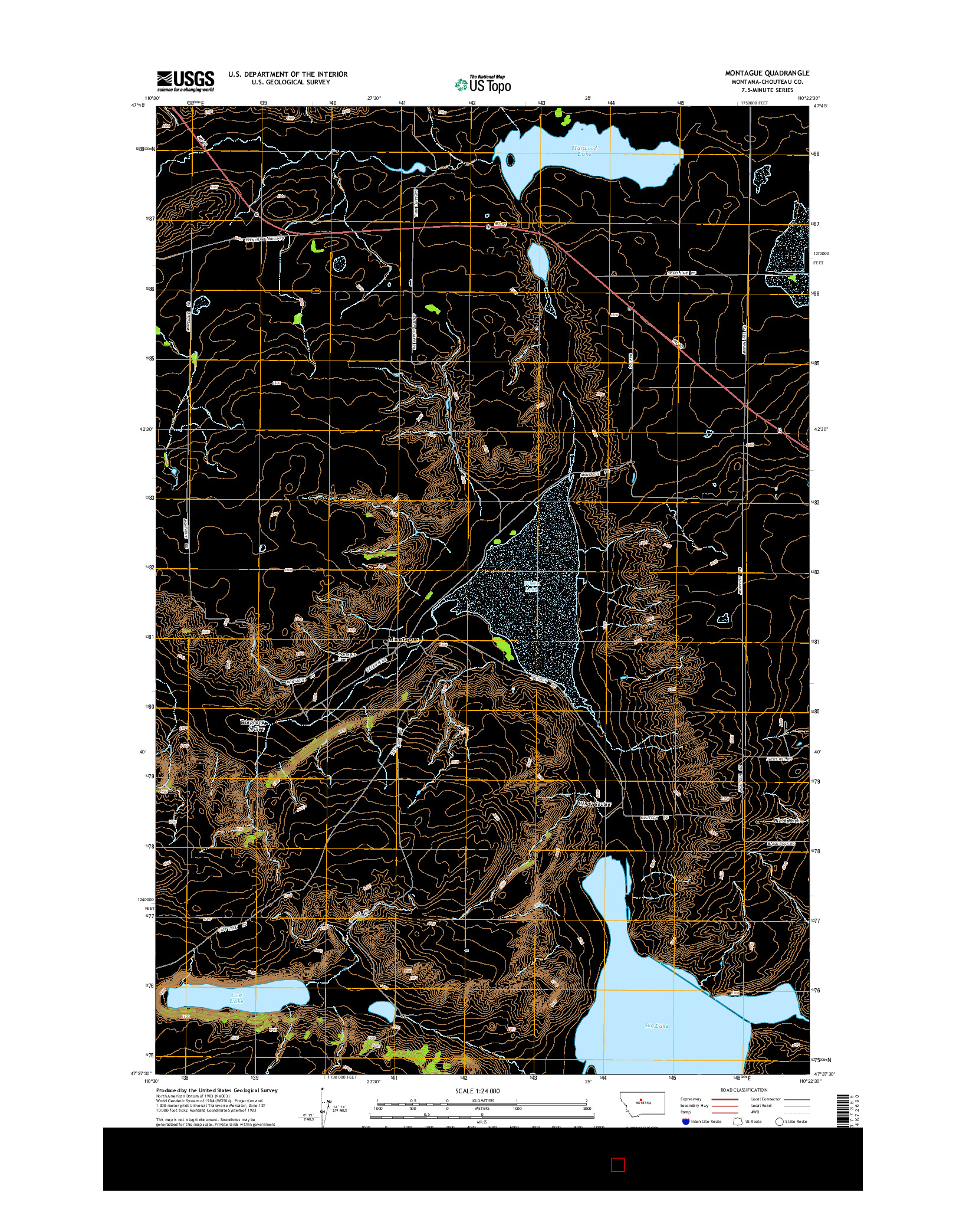 USGS US TOPO 7.5-MINUTE MAP FOR MONTAGUE, MT 2014