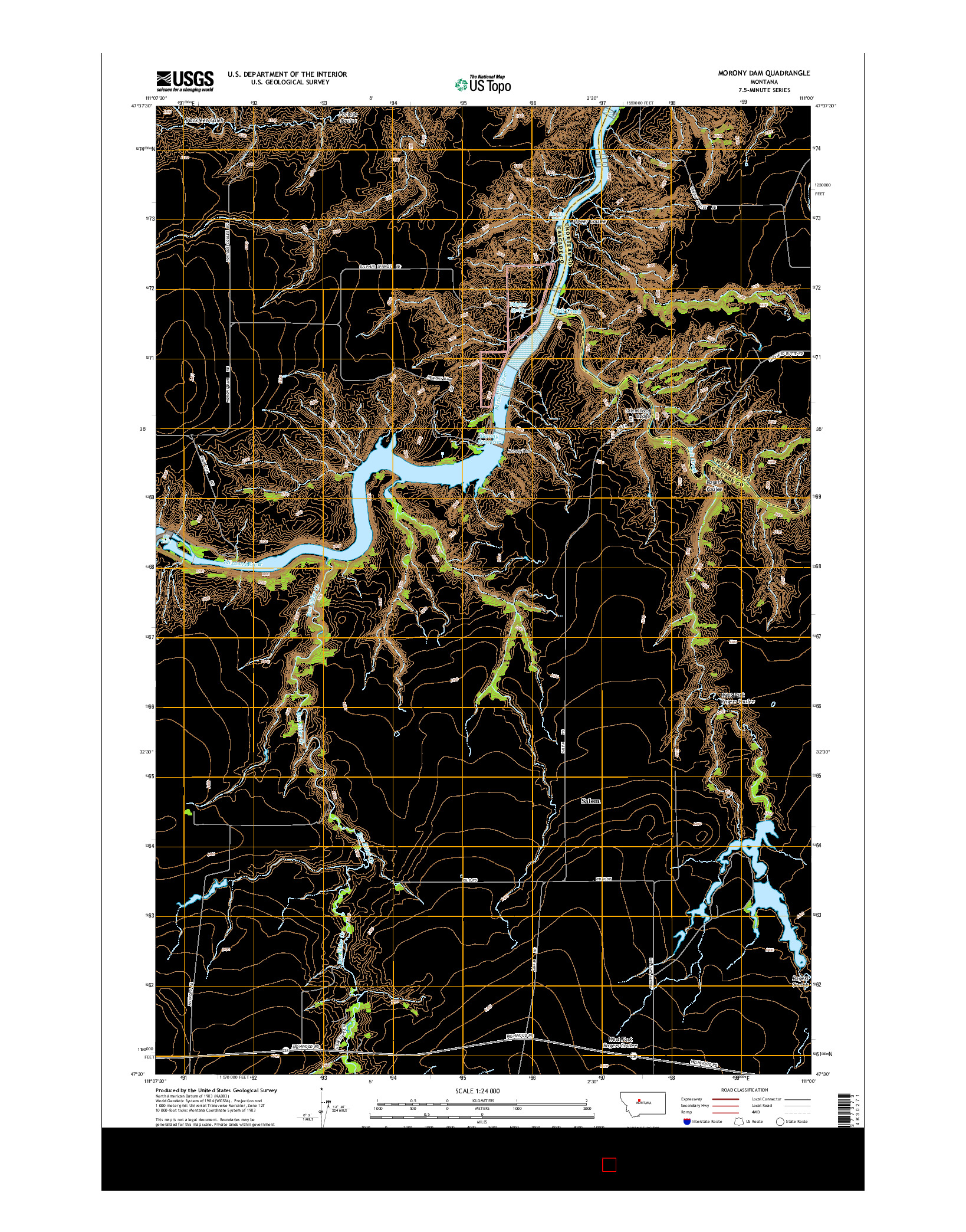 USGS US TOPO 7.5-MINUTE MAP FOR MORONY DAM, MT 2014