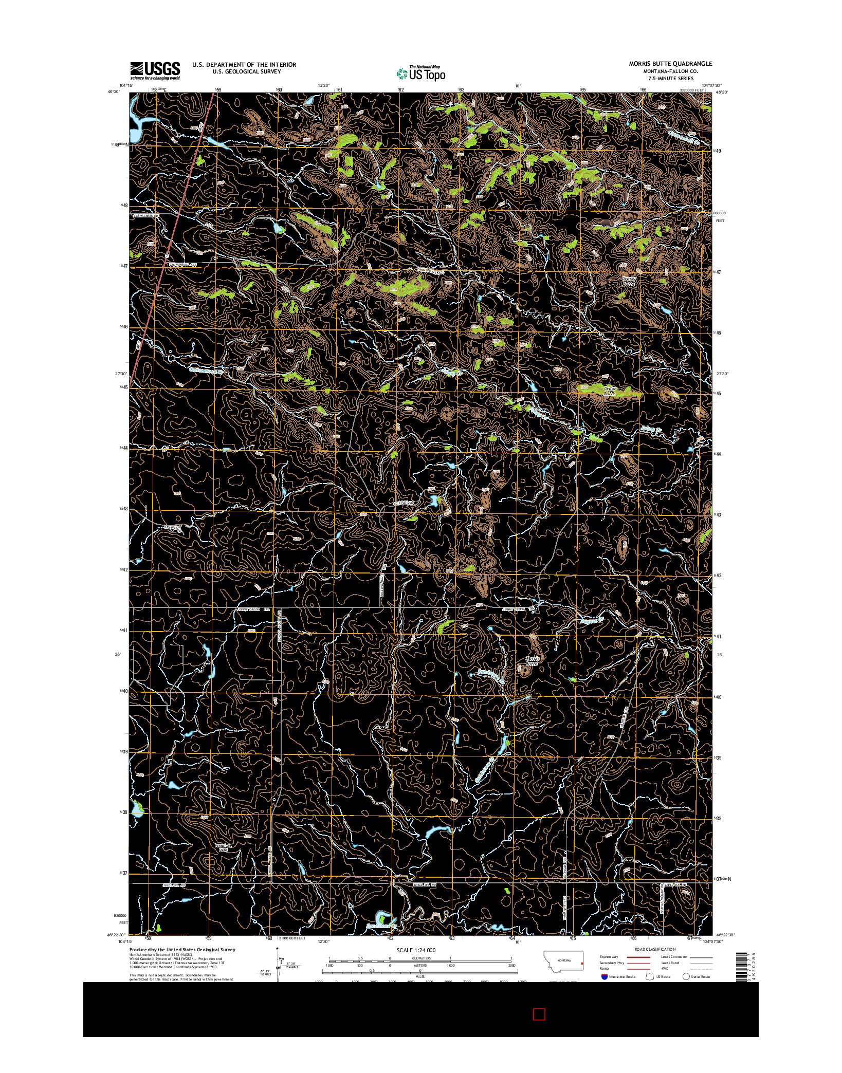 USGS US TOPO 7.5-MINUTE MAP FOR MORRIS BUTTE, MT 2014