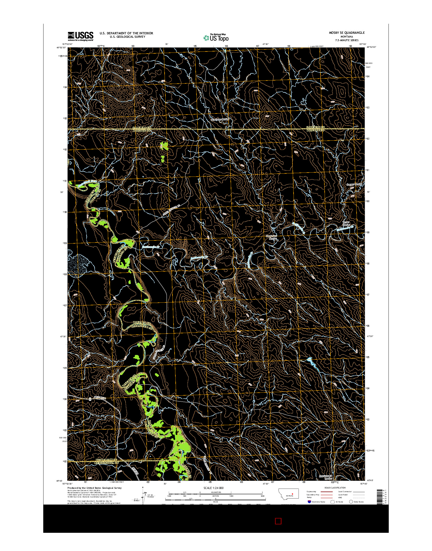 USGS US TOPO 7.5-MINUTE MAP FOR MOSBY SE, MT 2014