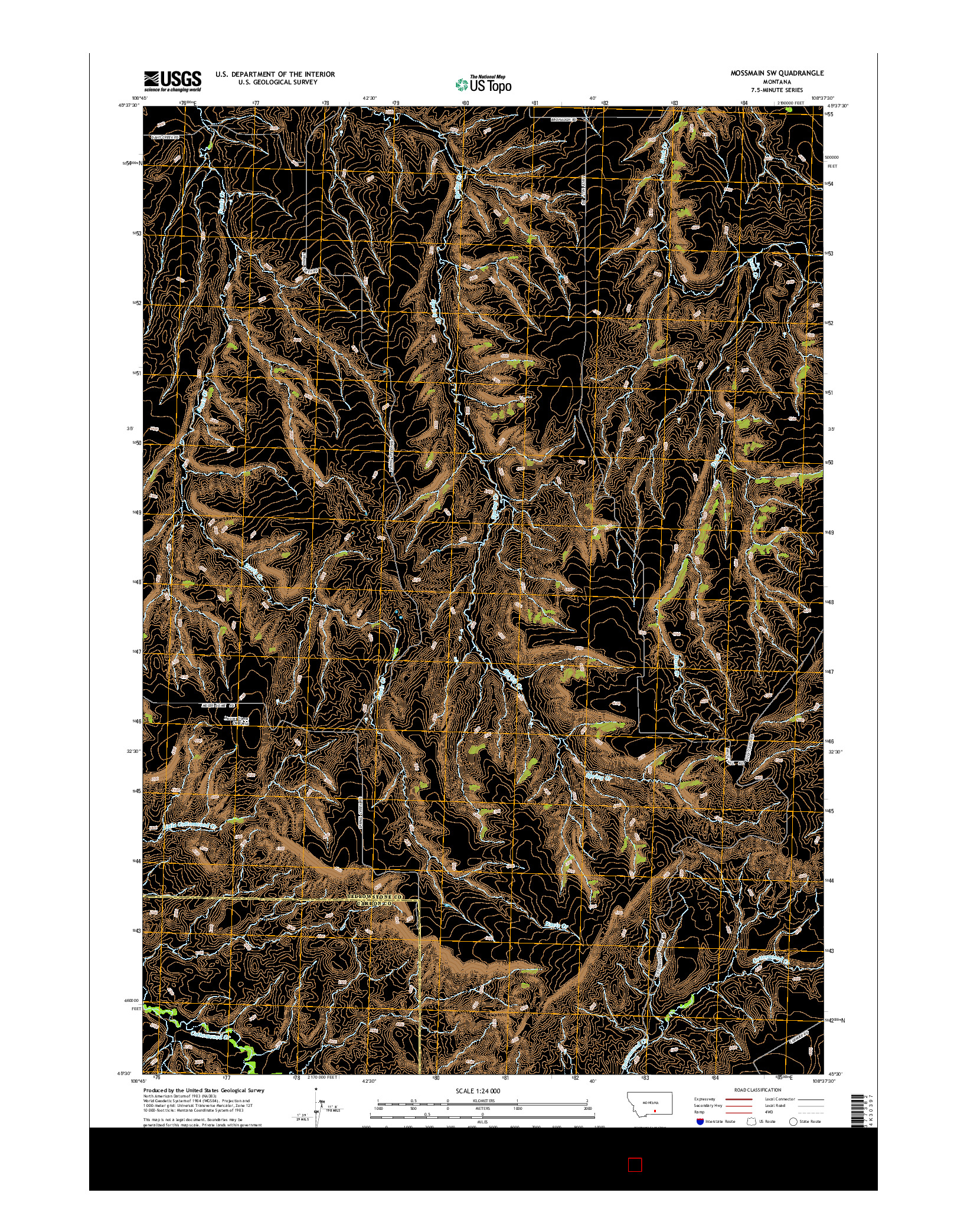 USGS US TOPO 7.5-MINUTE MAP FOR MOSSMAIN SW, MT 2014