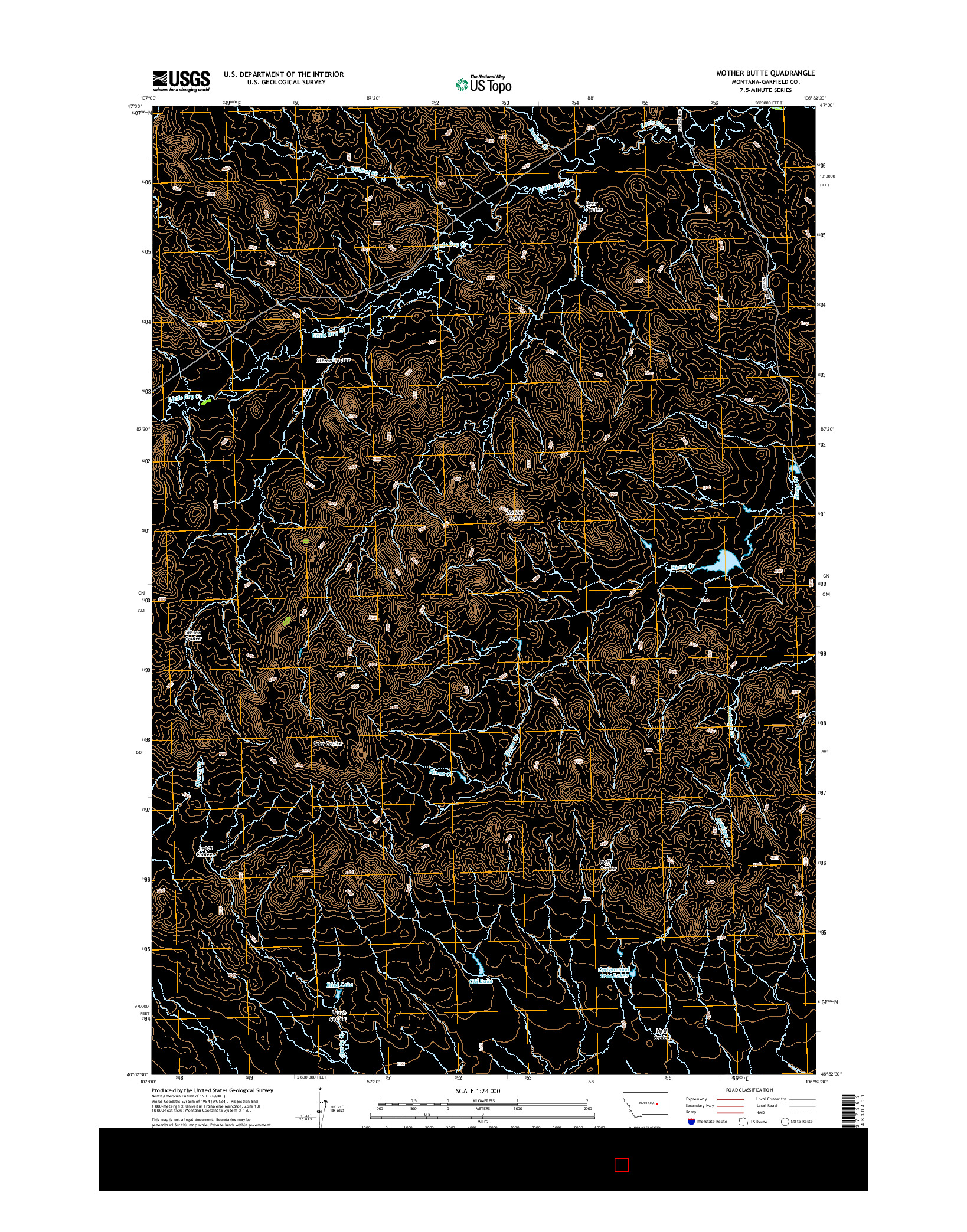 USGS US TOPO 7.5-MINUTE MAP FOR MOTHER BUTTE, MT 2014