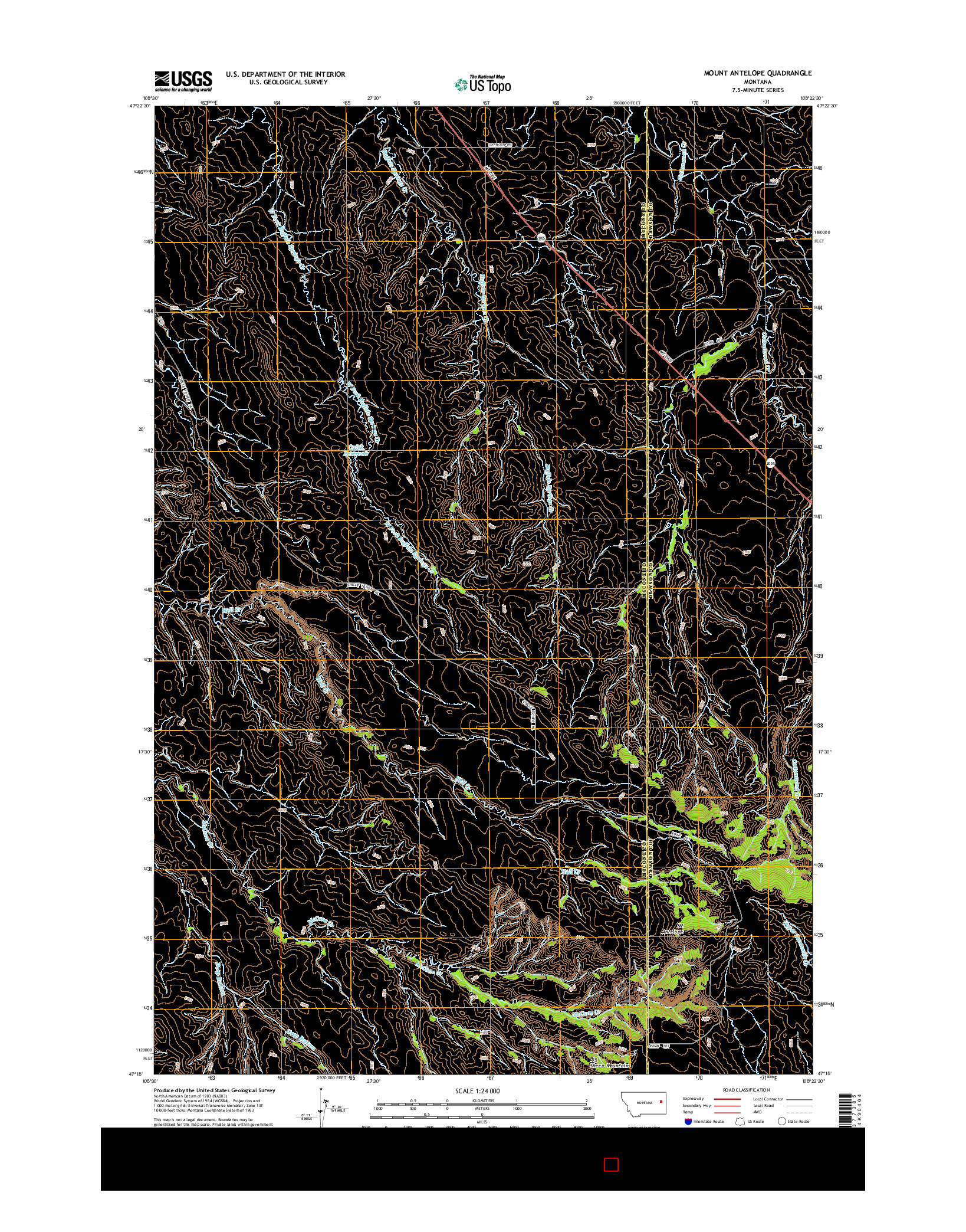 USGS US TOPO 7.5-MINUTE MAP FOR MOUNT ANTELOPE, MT 2014