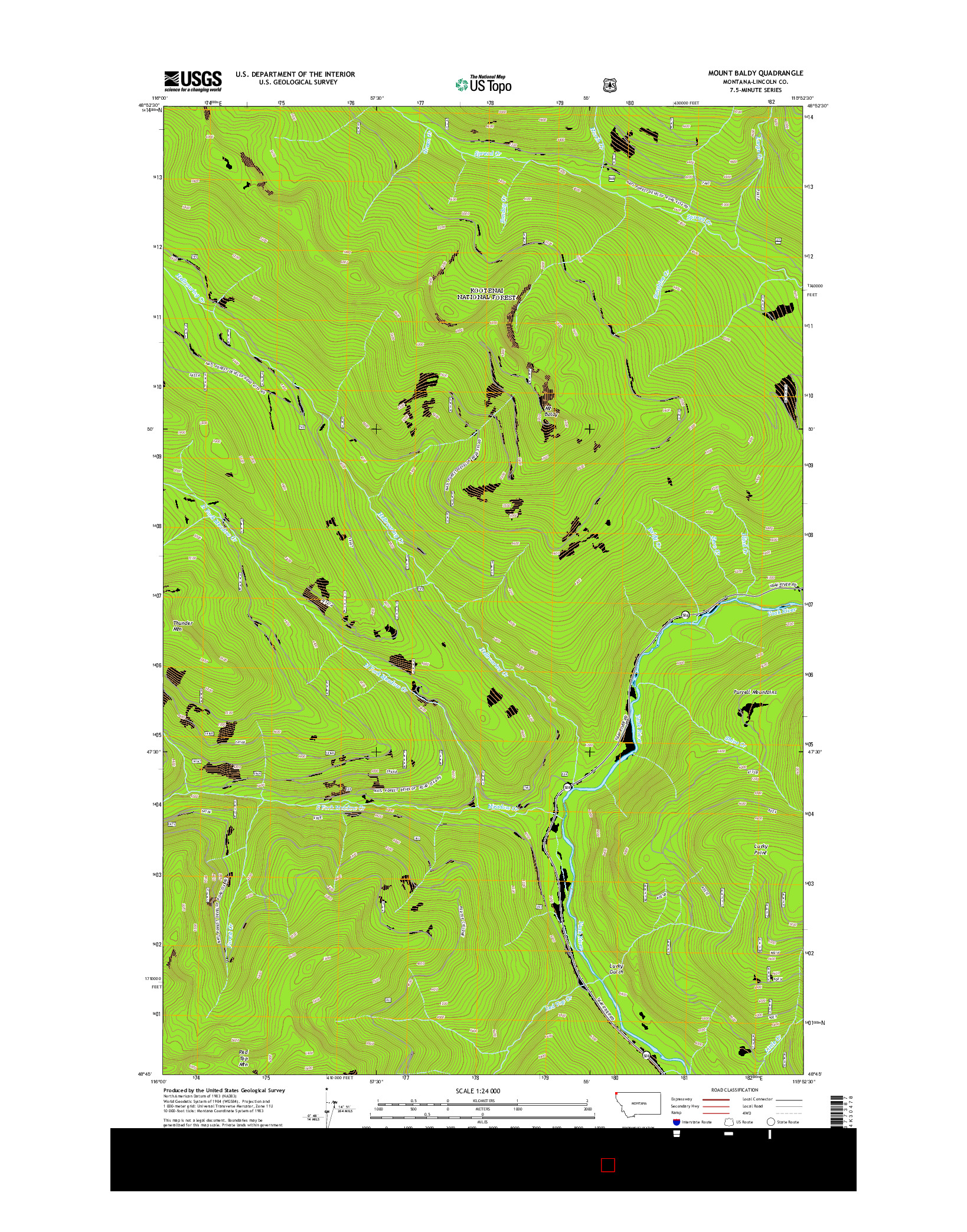 USGS US TOPO 7.5-MINUTE MAP FOR MOUNT BALDY, MT 2014