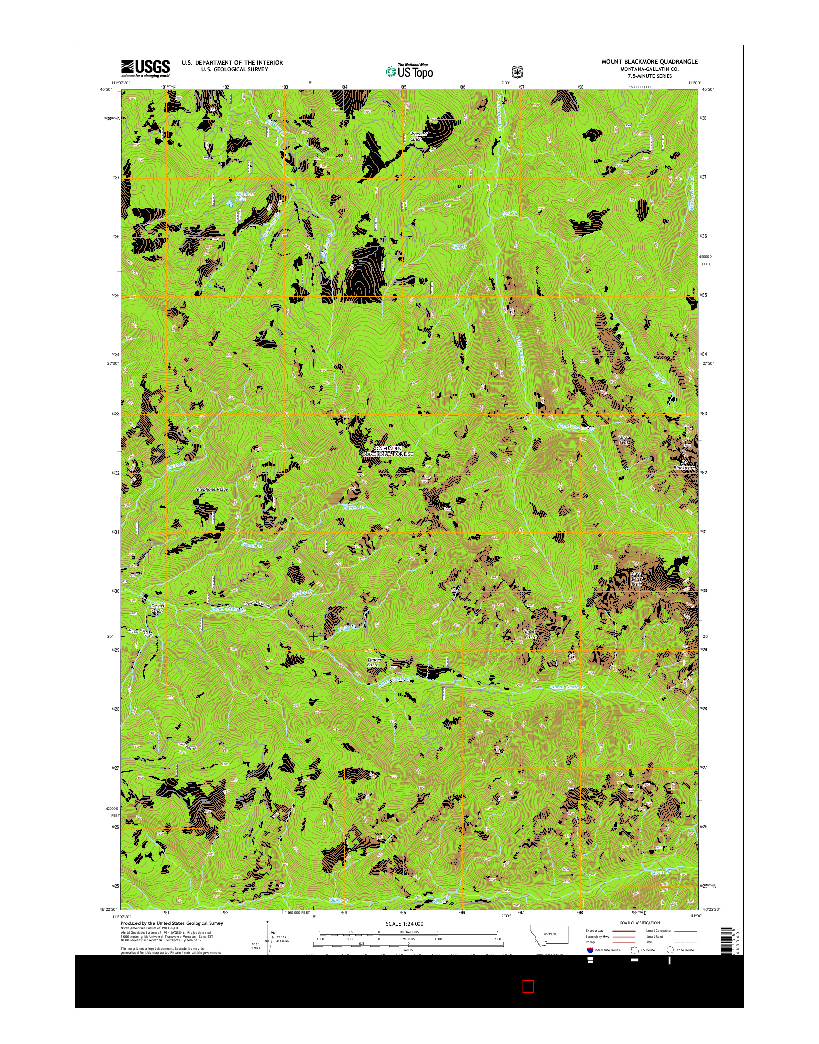 USGS US TOPO 7.5-MINUTE MAP FOR MOUNT BLACKMORE, MT 2014