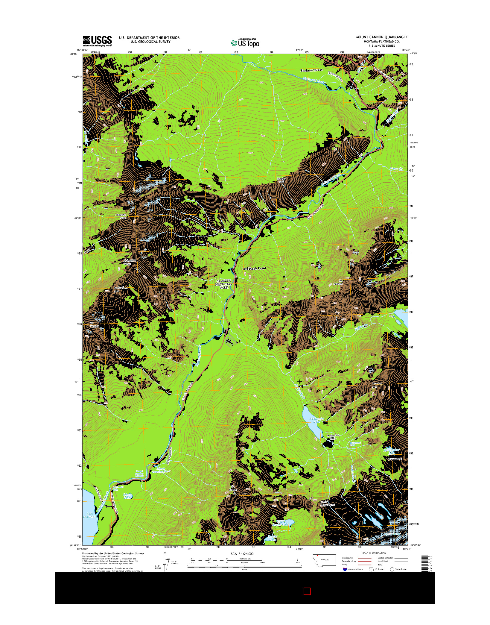 USGS US TOPO 7.5-MINUTE MAP FOR MOUNT CANNON, MT 2014