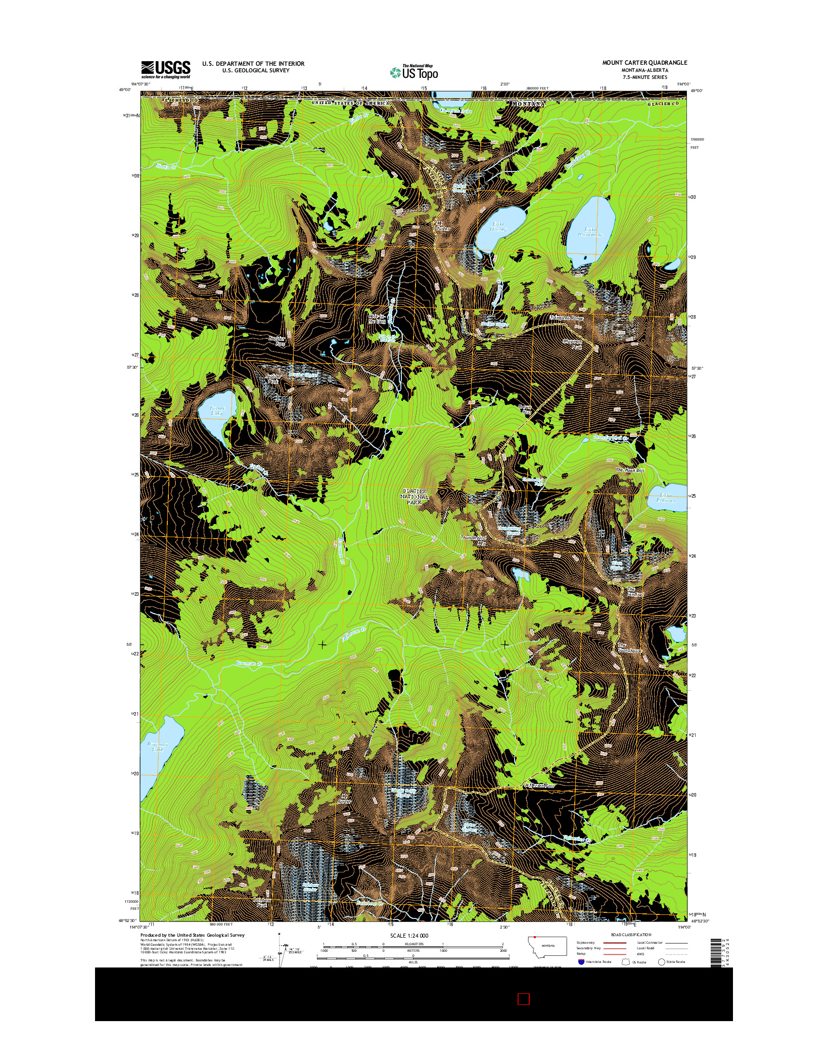 USGS US TOPO 7.5-MINUTE MAP FOR MOUNT CARTER, MT-AB 2014