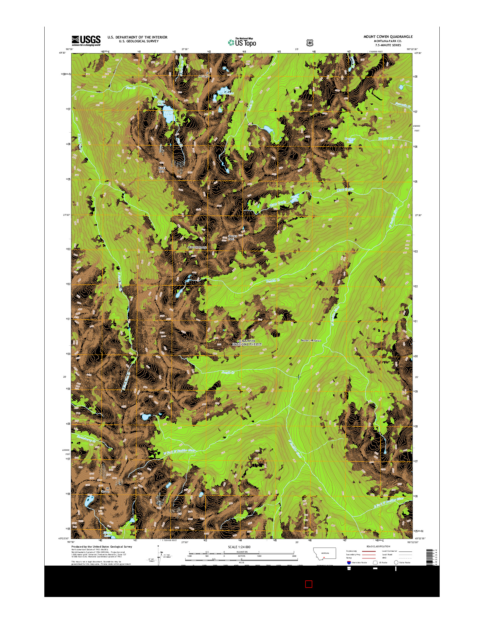 USGS US TOPO 7.5-MINUTE MAP FOR MOUNT COWEN, MT 2014