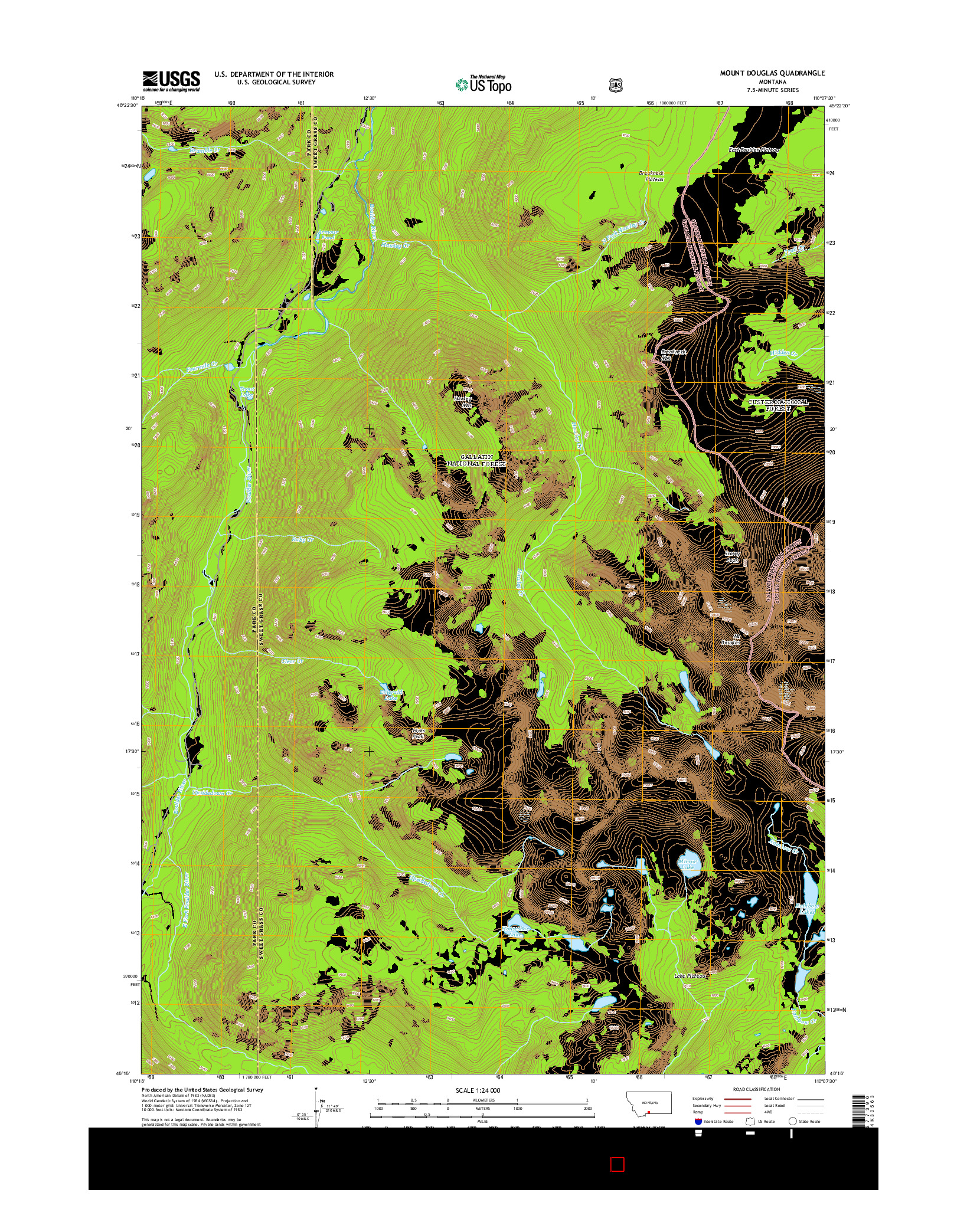 USGS US TOPO 7.5-MINUTE MAP FOR MOUNT DOUGLAS, MT 2014