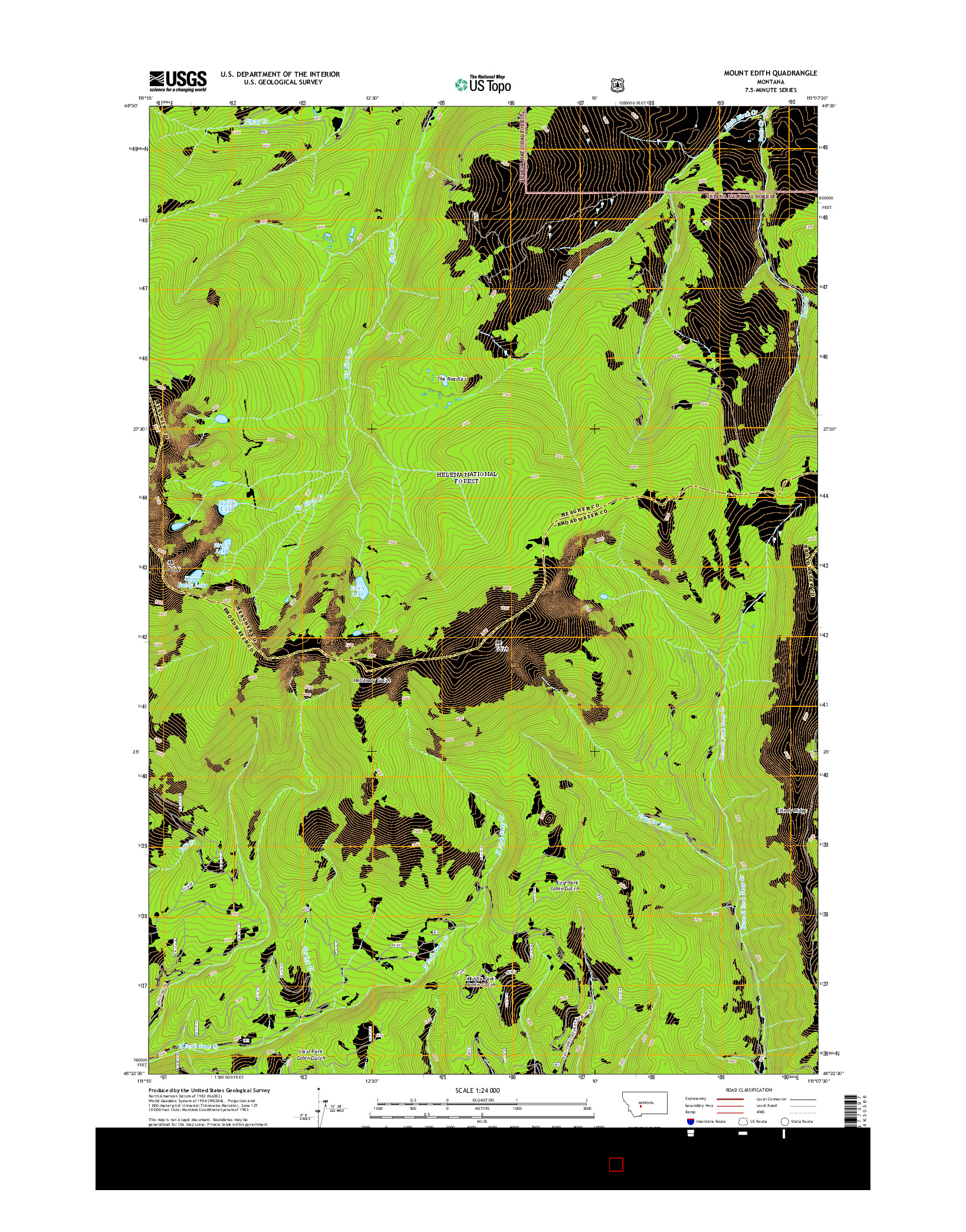 USGS US TOPO 7.5-MINUTE MAP FOR MOUNT EDITH, MT 2014