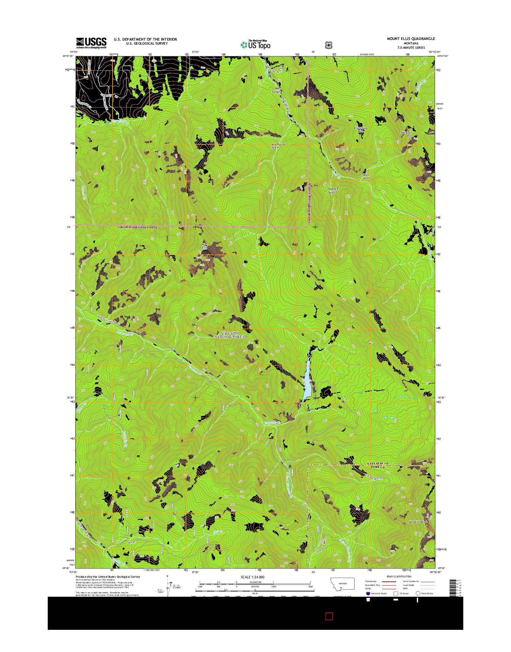 USGS US TOPO 7.5-MINUTE MAP FOR MOUNT ELLIS, MT 2014