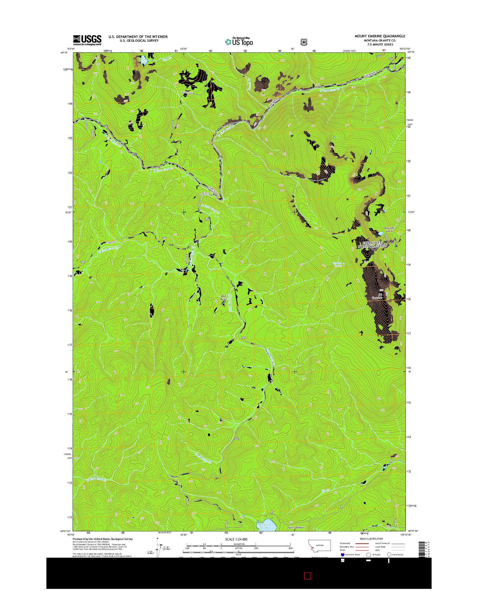 USGS US TOPO 7.5-MINUTE MAP FOR MOUNT EMERINE, MT 2014