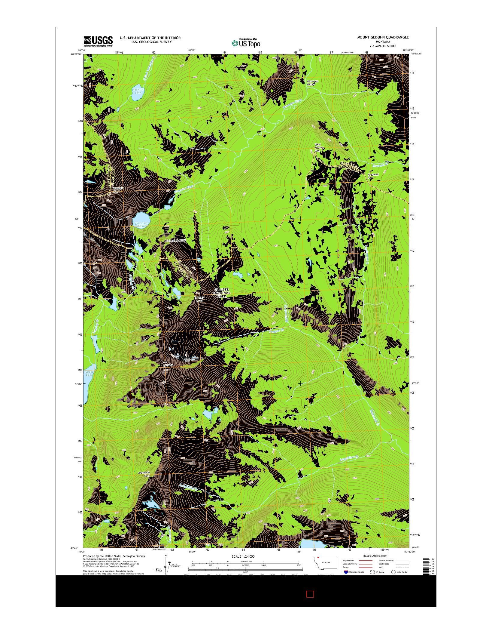 USGS US TOPO 7.5-MINUTE MAP FOR MOUNT GEDUHN, MT 2014