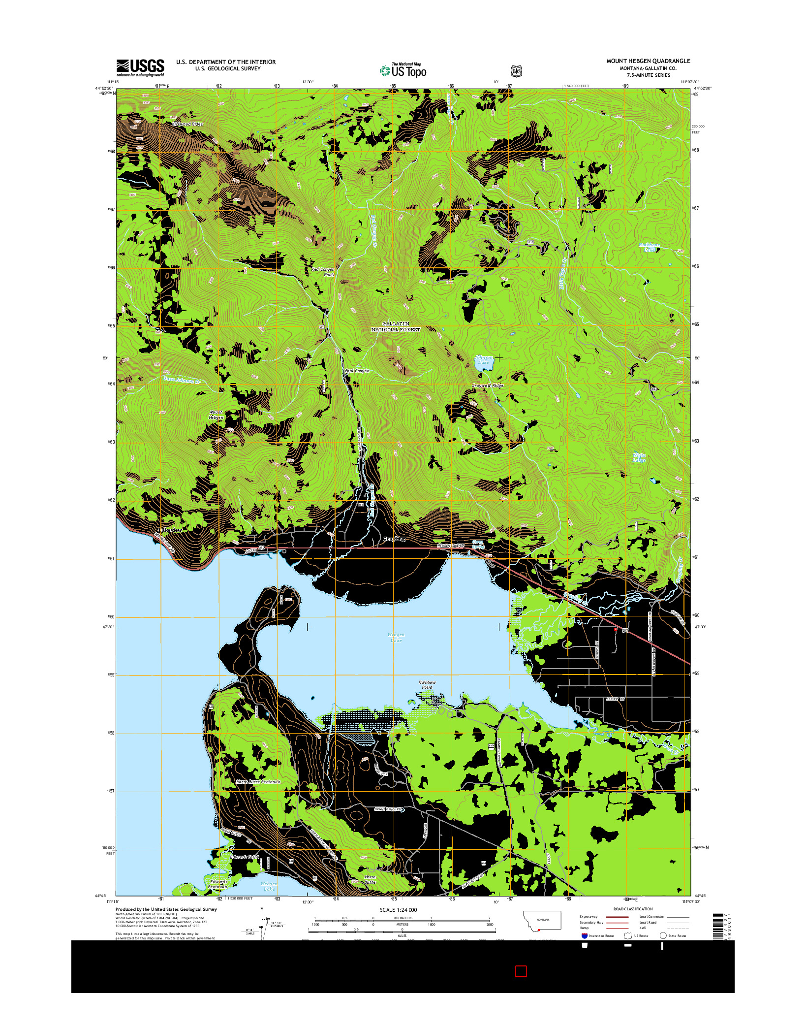 USGS US TOPO 7.5-MINUTE MAP FOR MOUNT HEBGEN, MT 2014