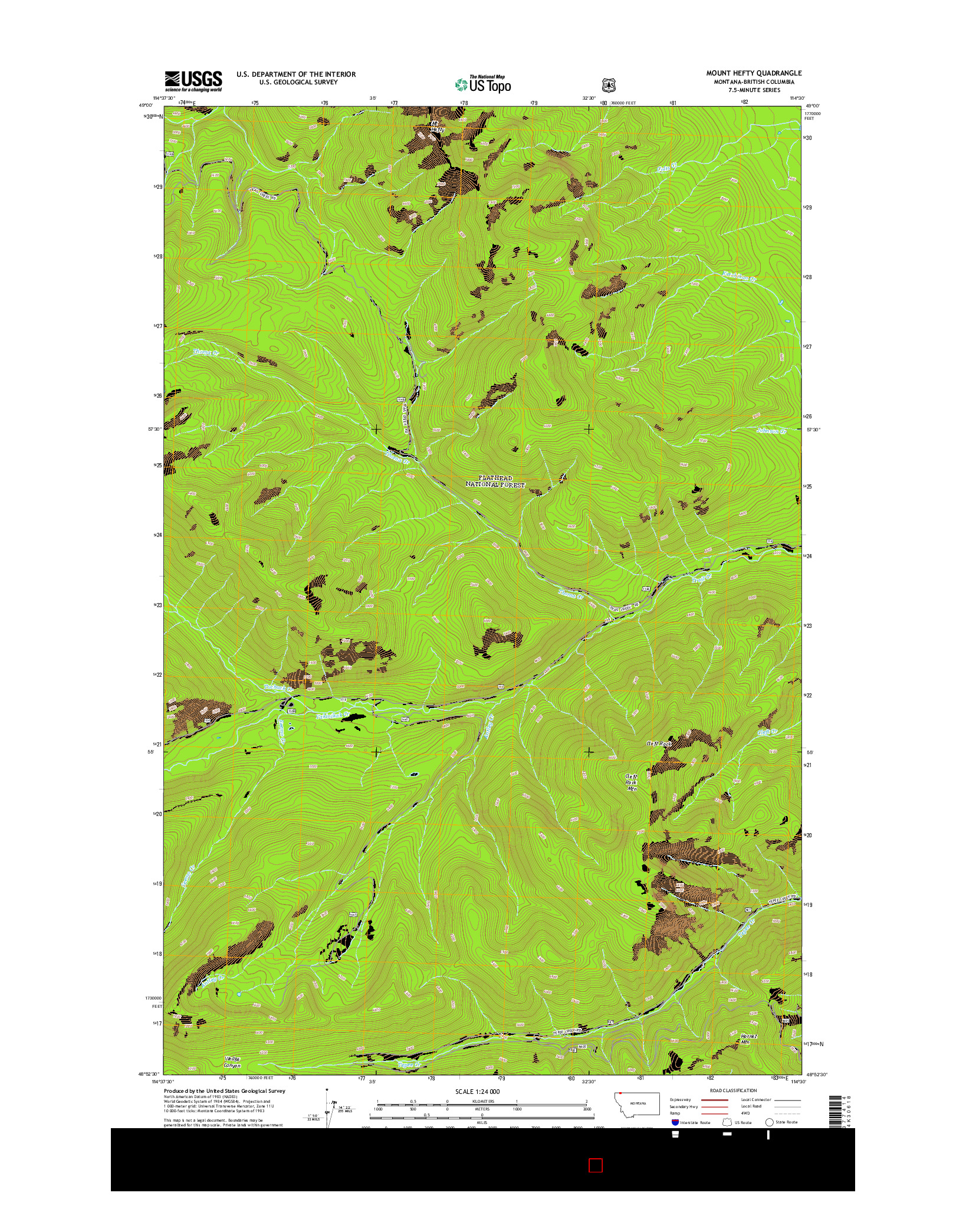 USGS US TOPO 7.5-MINUTE MAP FOR MOUNT HEFTY, MT-BC 2014
