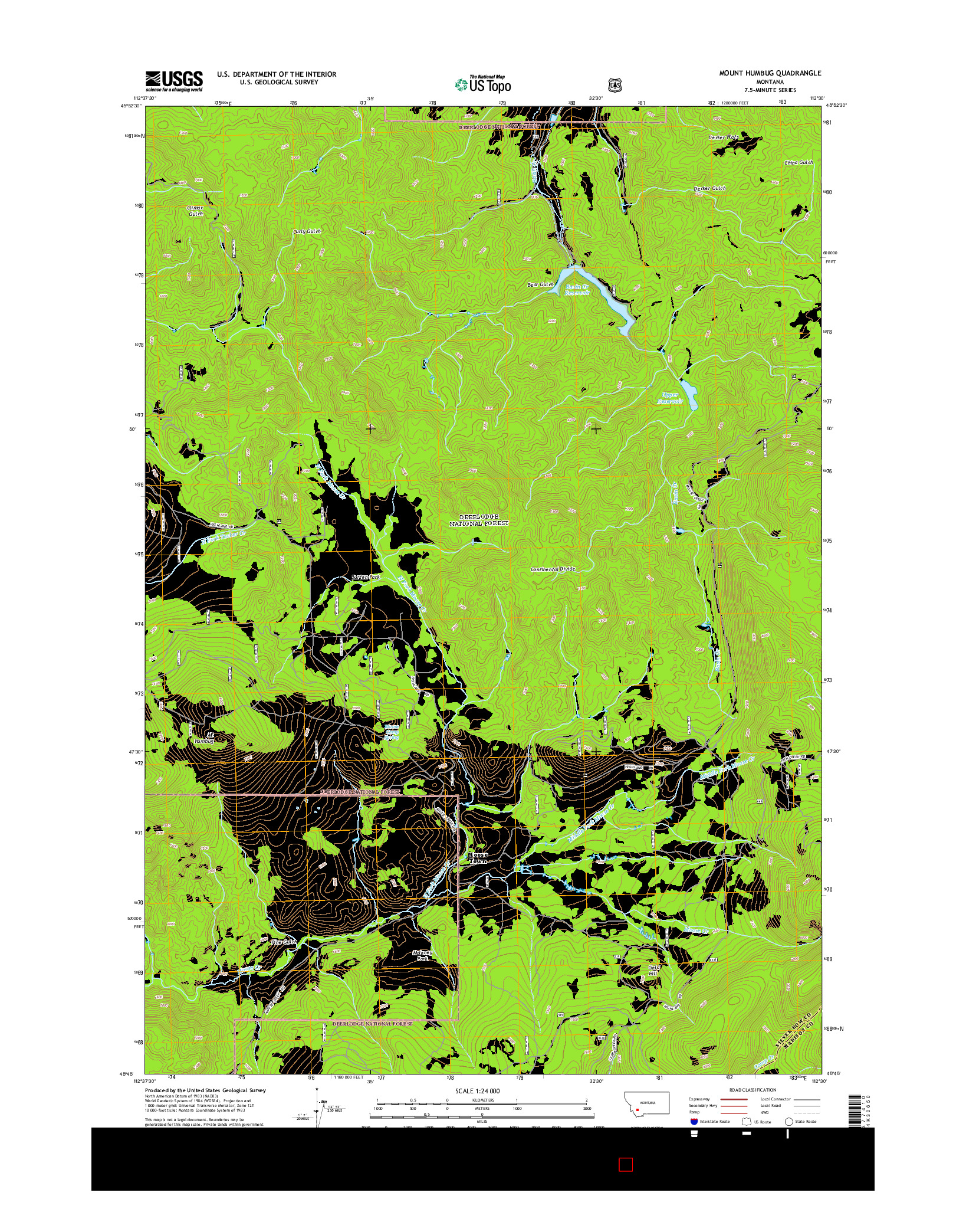 USGS US TOPO 7.5-MINUTE MAP FOR MOUNT HUMBUG, MT 2014