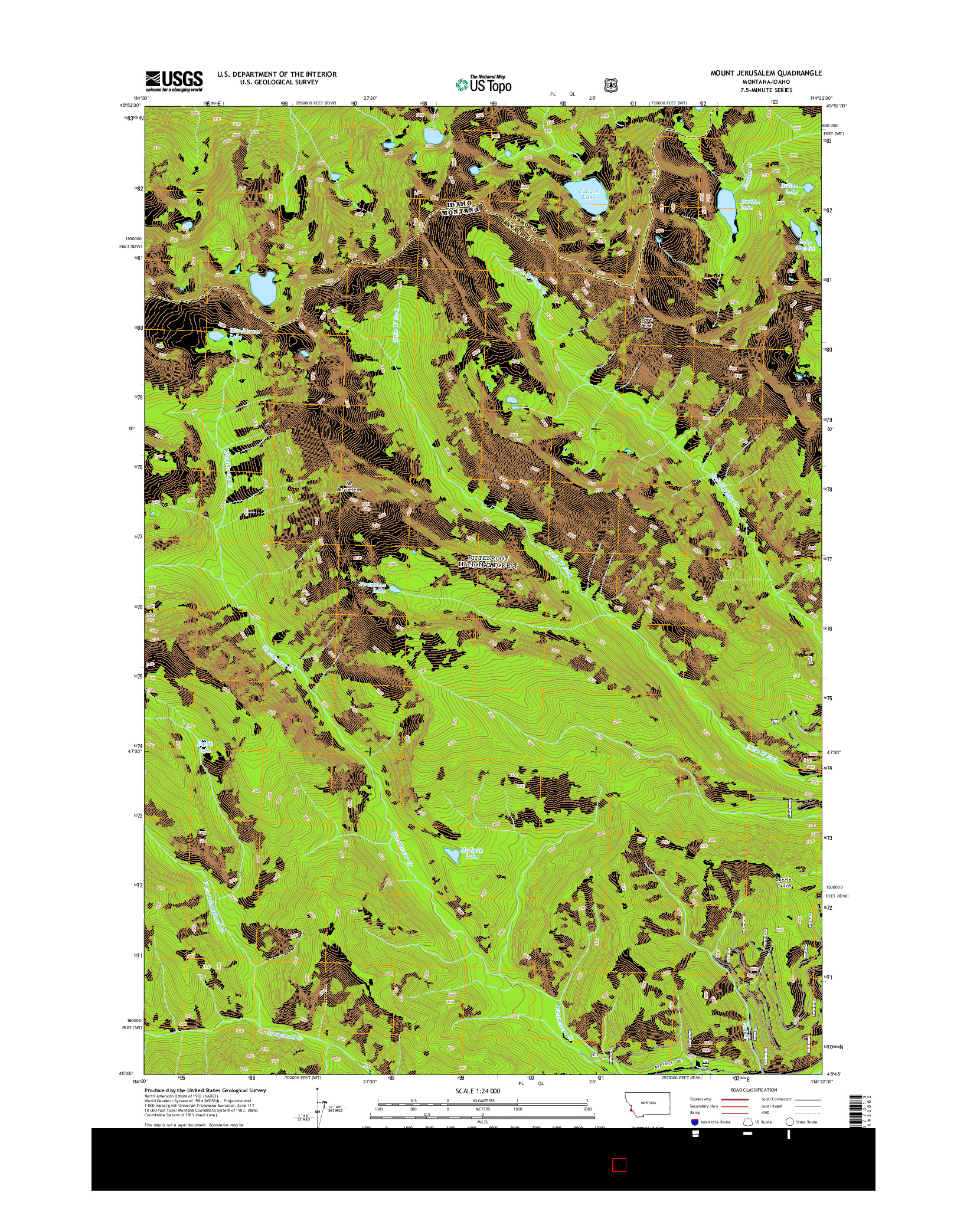 USGS US TOPO 7.5-MINUTE MAP FOR MOUNT JERUSALEM, MT-ID 2014