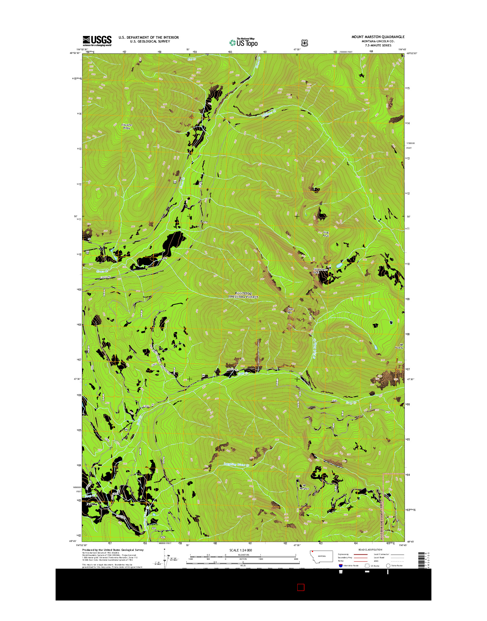 USGS US TOPO 7.5-MINUTE MAP FOR MOUNT MARSTON, MT 2014