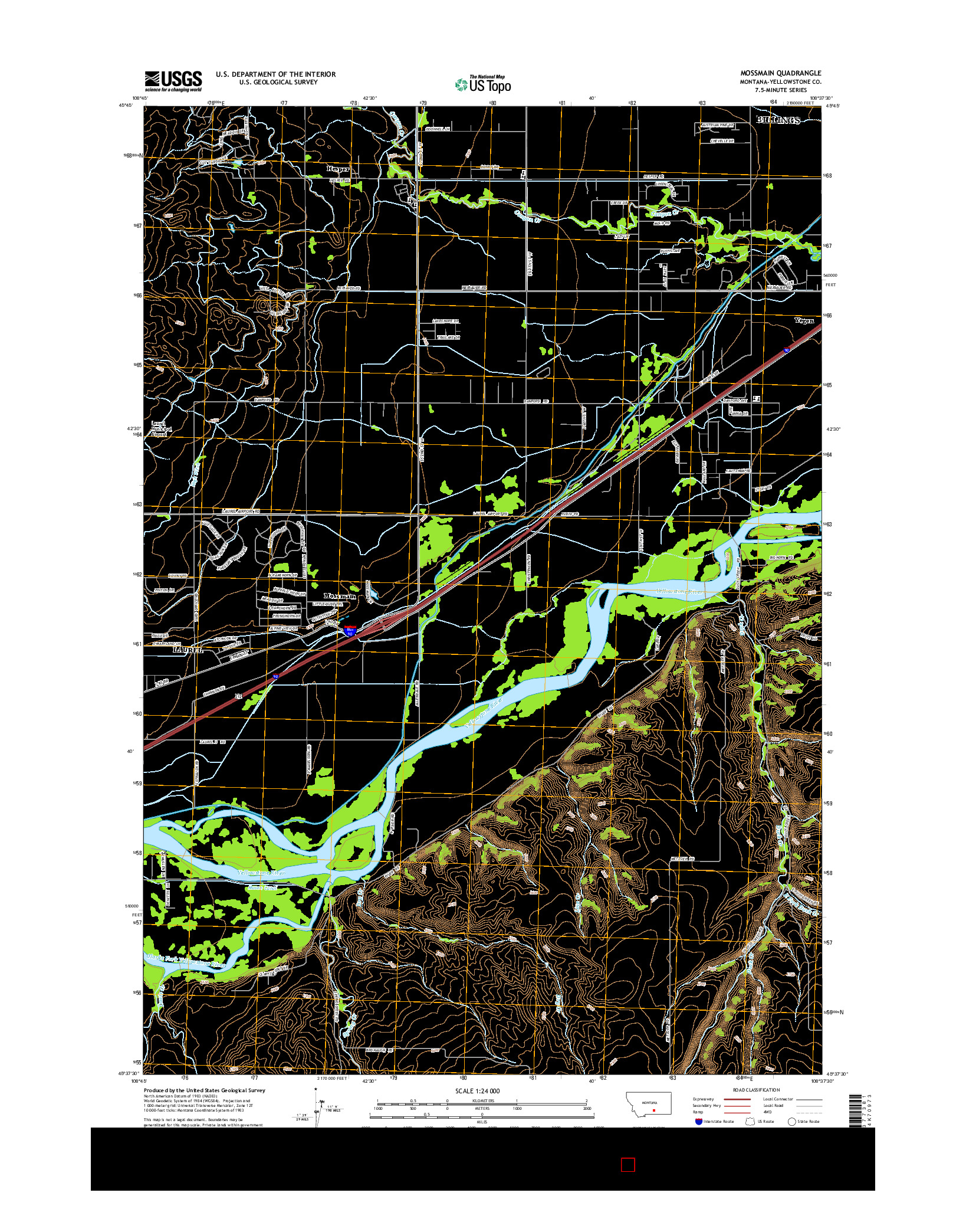 USGS US TOPO 7.5-MINUTE MAP FOR MOSSMAIN, MT 2014