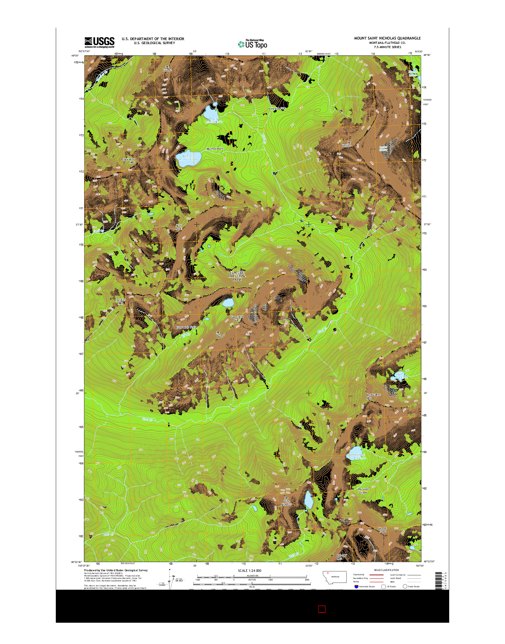 USGS US TOPO 7.5-MINUTE MAP FOR MOUNT SAINT NICHOLAS, MT 2014