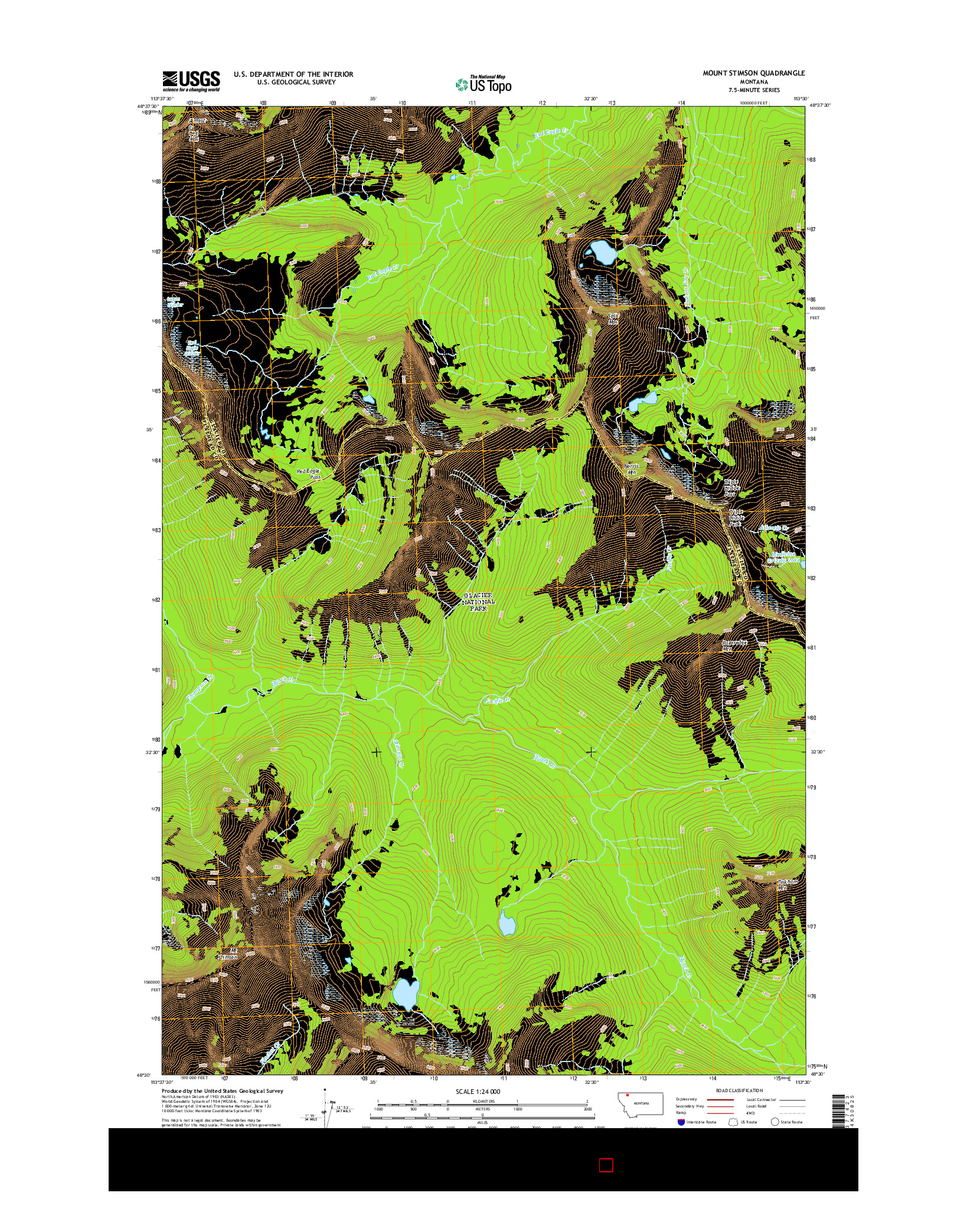 USGS US TOPO 7.5-MINUTE MAP FOR MOUNT STIMSON, MT 2014