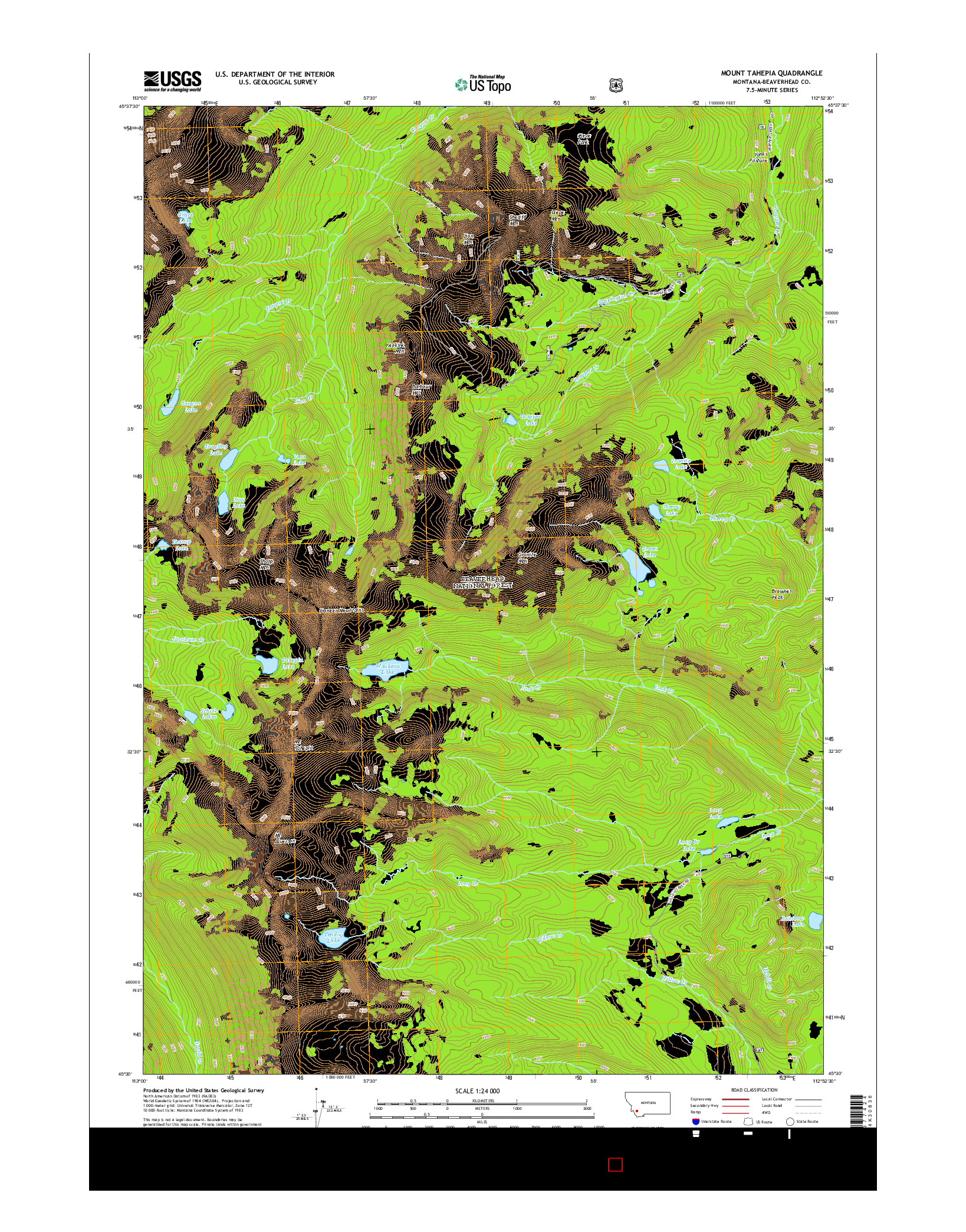 USGS US TOPO 7.5-MINUTE MAP FOR MOUNT TAHEPIA, MT 2014