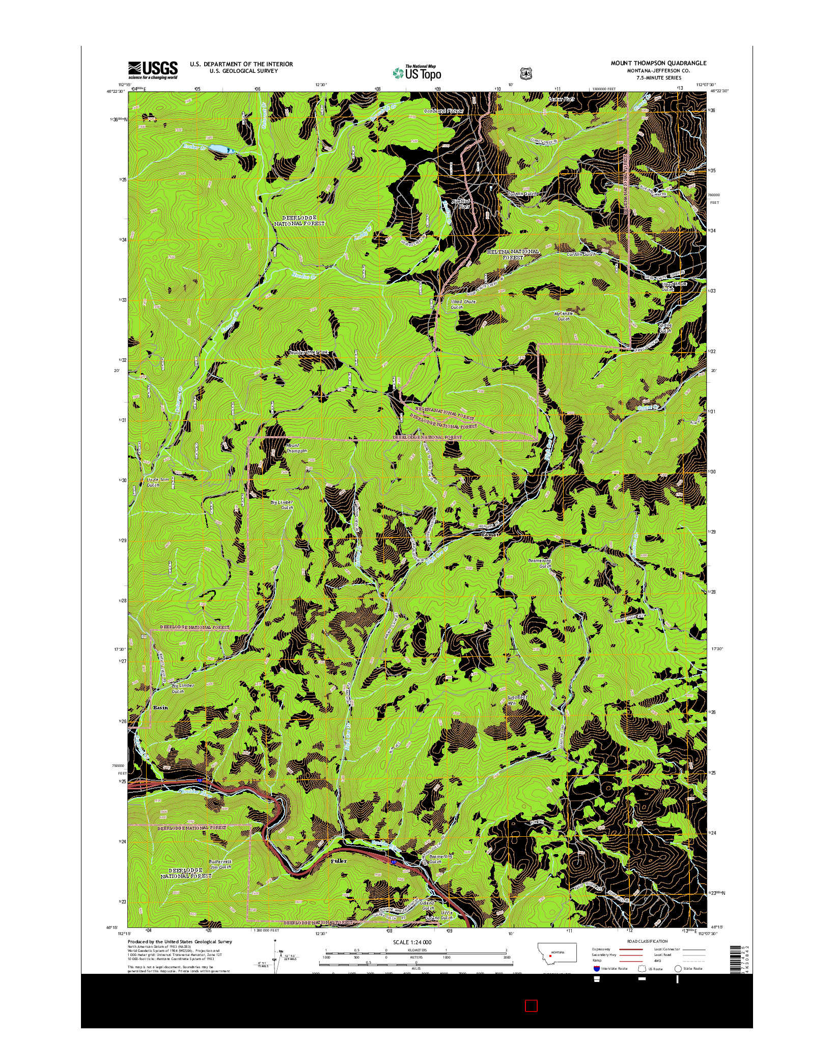 USGS US TOPO 7.5-MINUTE MAP FOR MOUNT THOMPSON, MT 2014