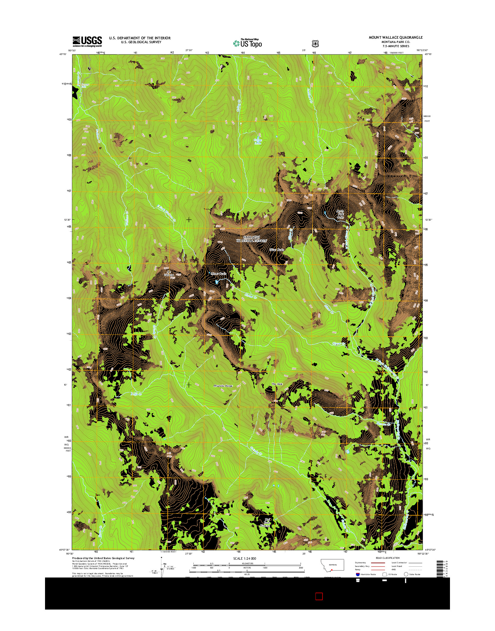 USGS US TOPO 7.5-MINUTE MAP FOR MOUNT WALLACE, MT 2014