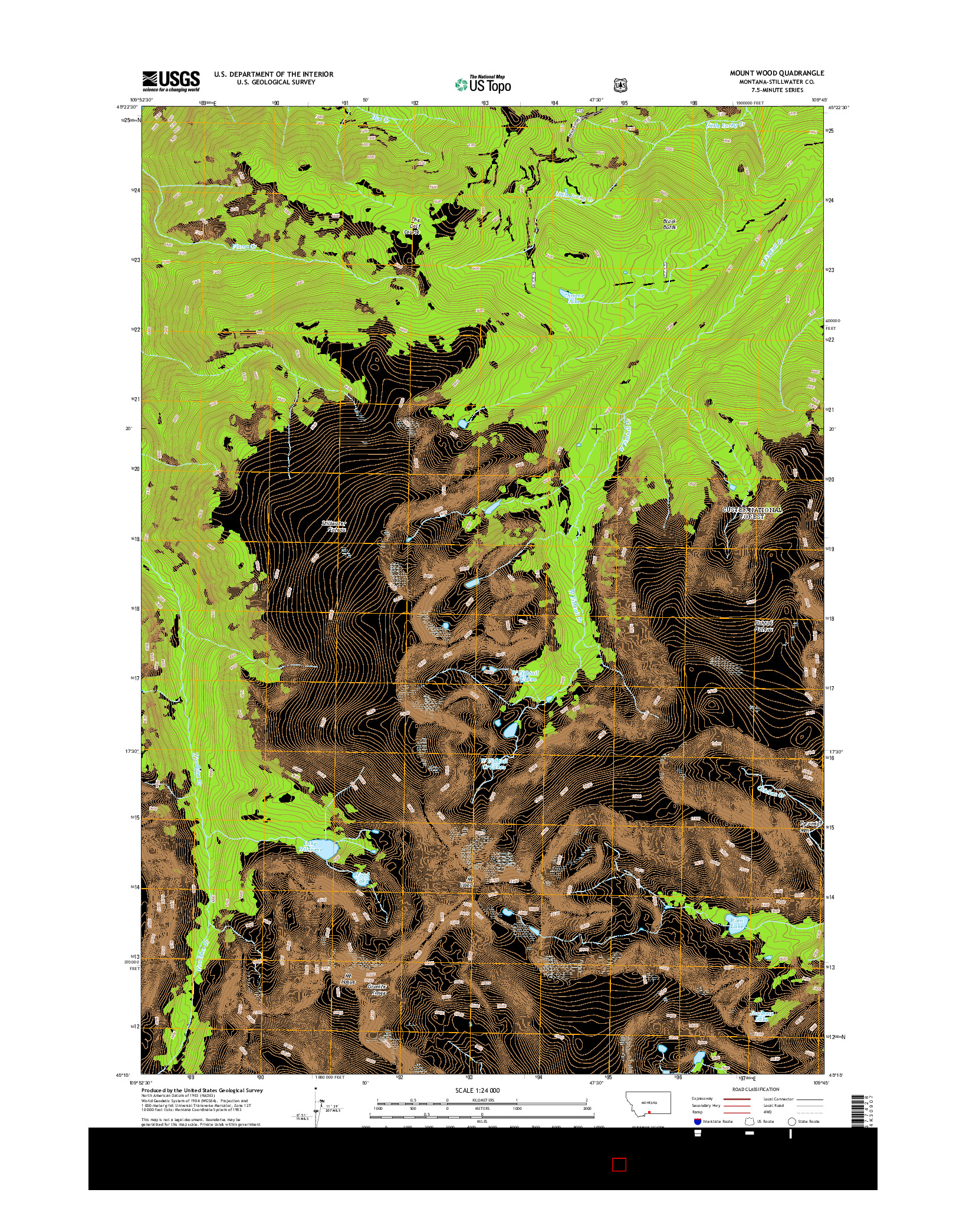 USGS US TOPO 7.5-MINUTE MAP FOR MOUNT WOOD, MT 2014