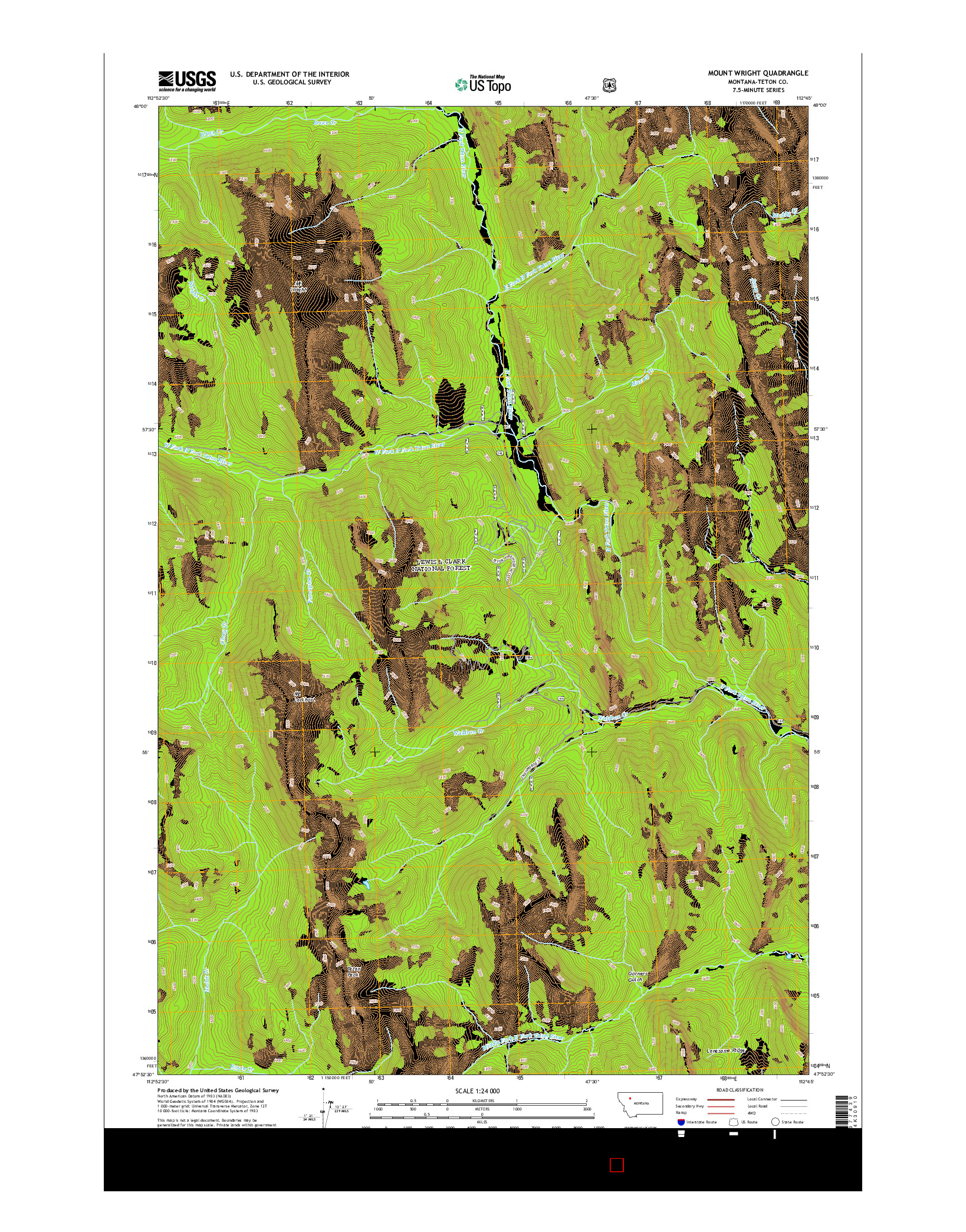 USGS US TOPO 7.5-MINUTE MAP FOR MOUNT WRIGHT, MT 2014