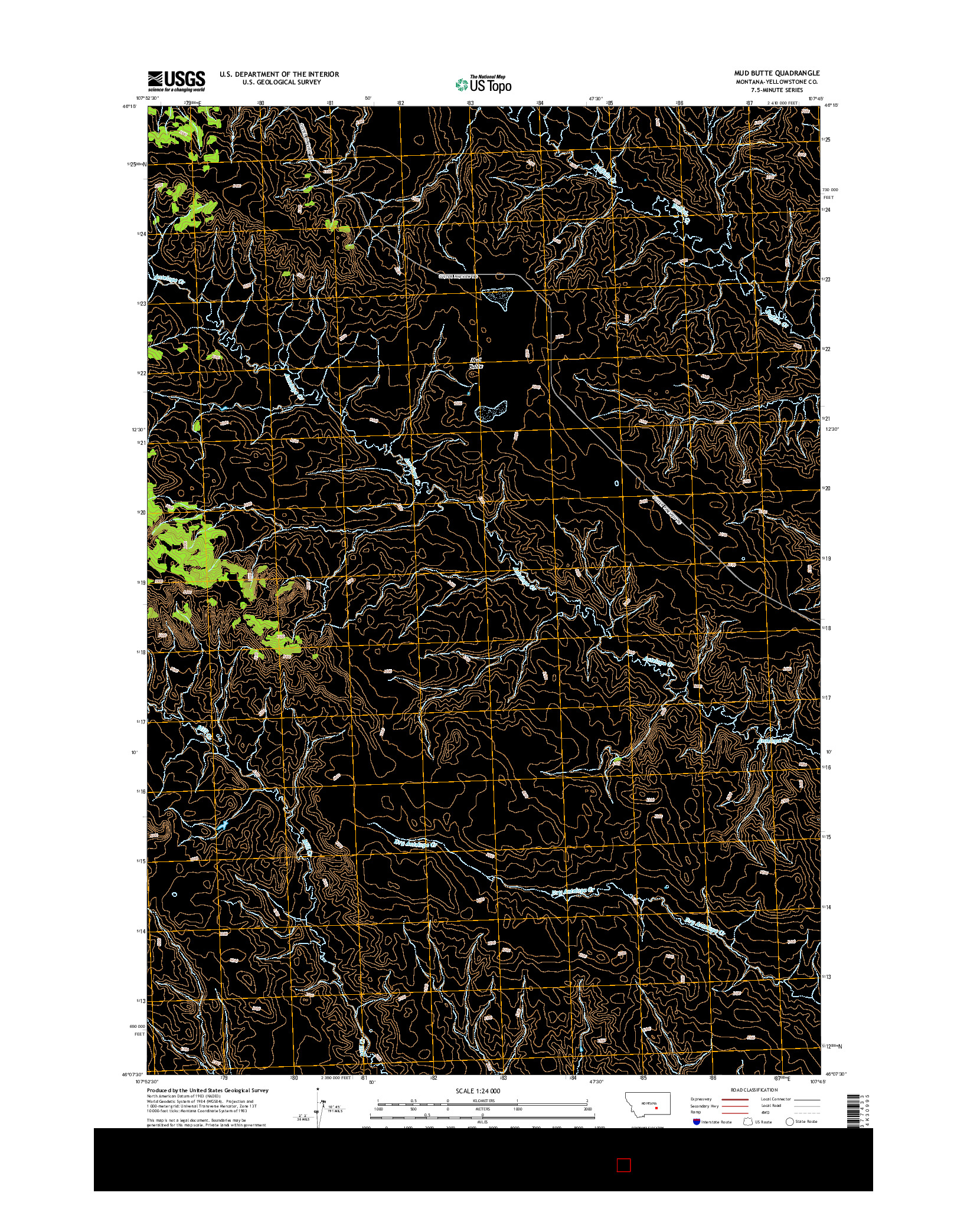 USGS US TOPO 7.5-MINUTE MAP FOR MUD BUTTE, MT 2014