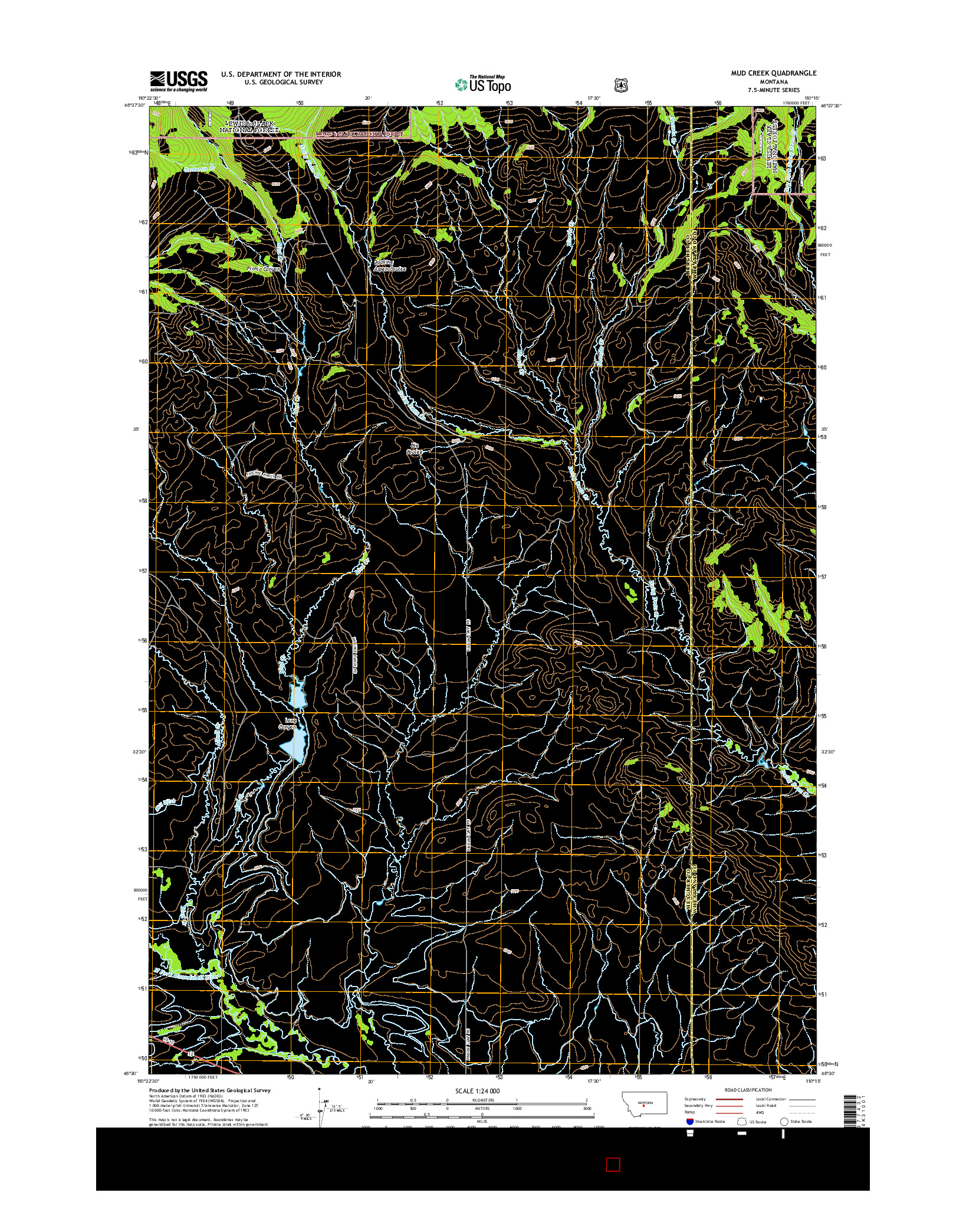 USGS US TOPO 7.5-MINUTE MAP FOR MUD CREEK, MT 2014