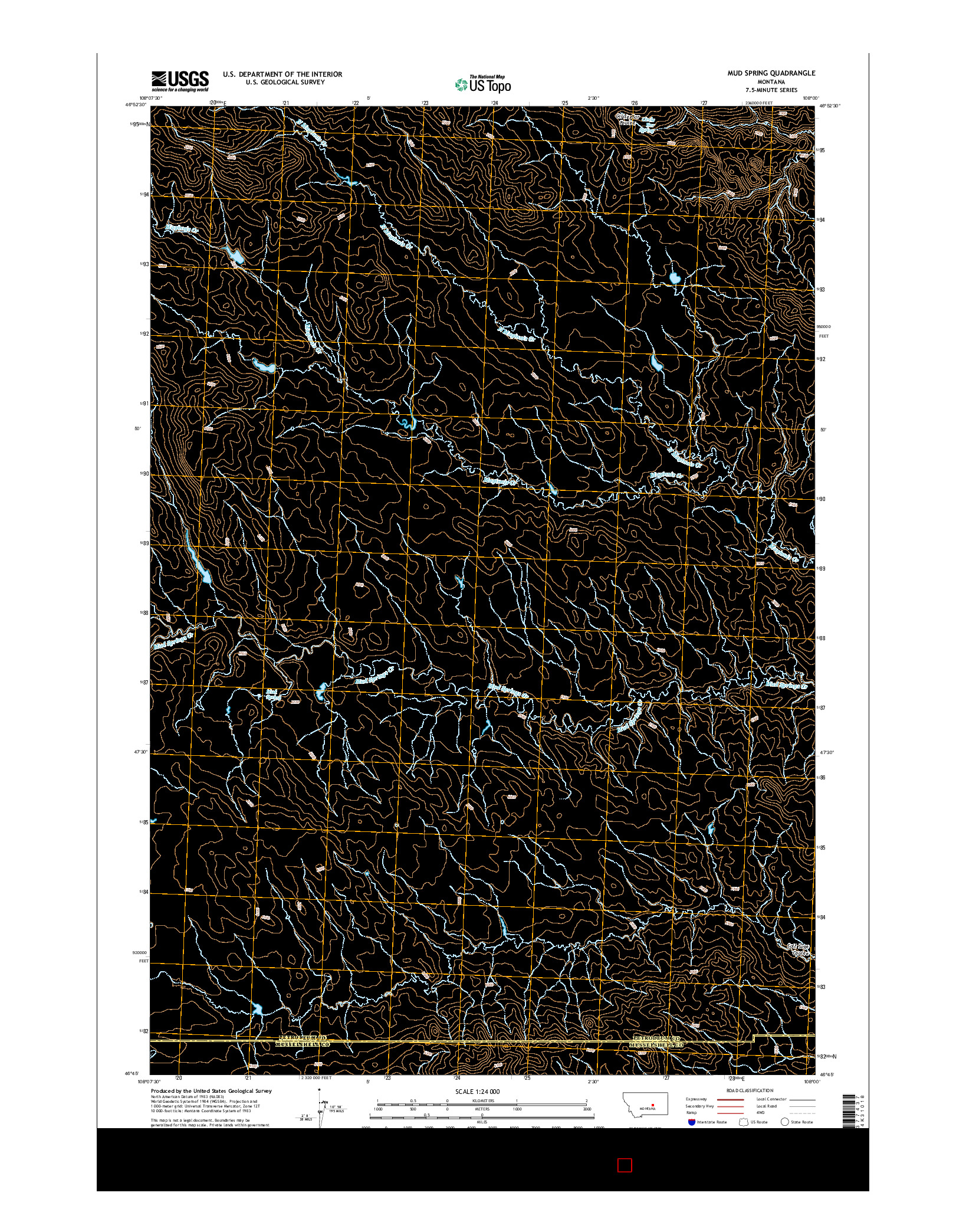 USGS US TOPO 7.5-MINUTE MAP FOR MUD SPRING, MT 2014