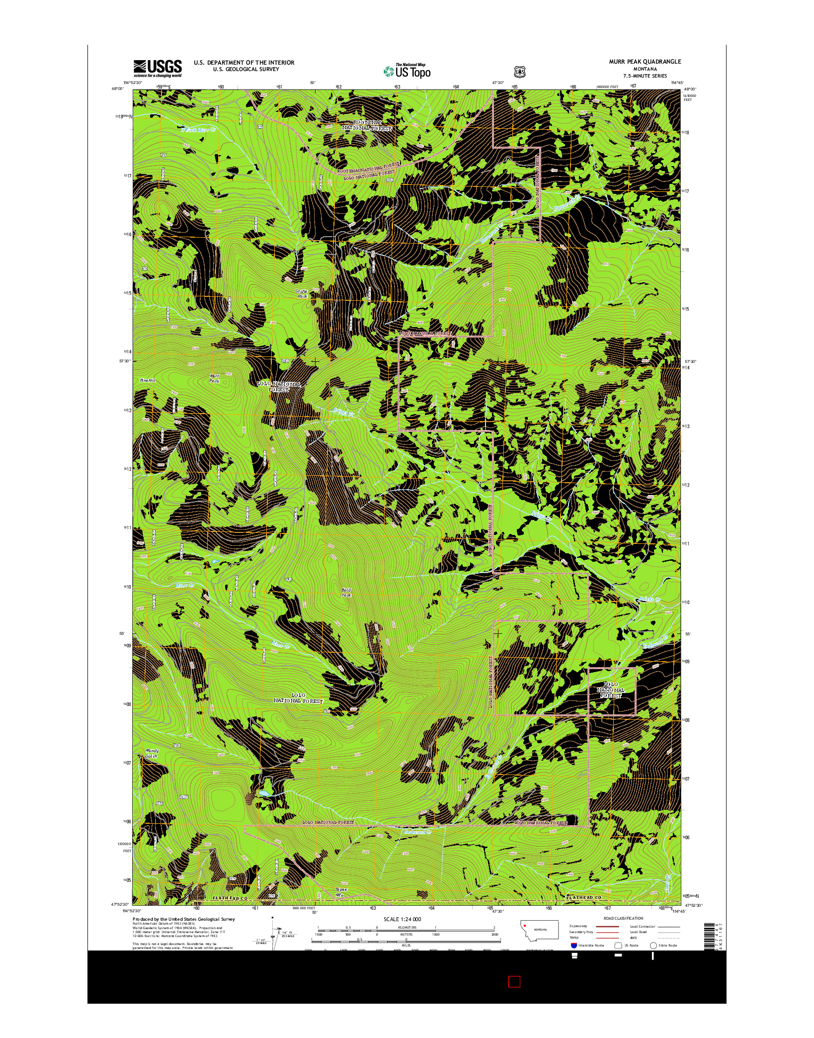 USGS US TOPO 7.5-MINUTE MAP FOR MURR PEAK, MT 2014