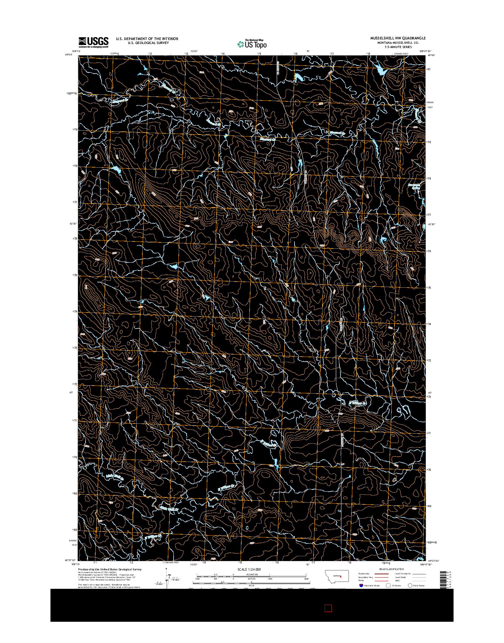 USGS US TOPO 7.5-MINUTE MAP FOR MUSSELSHELL NW, MT 2014