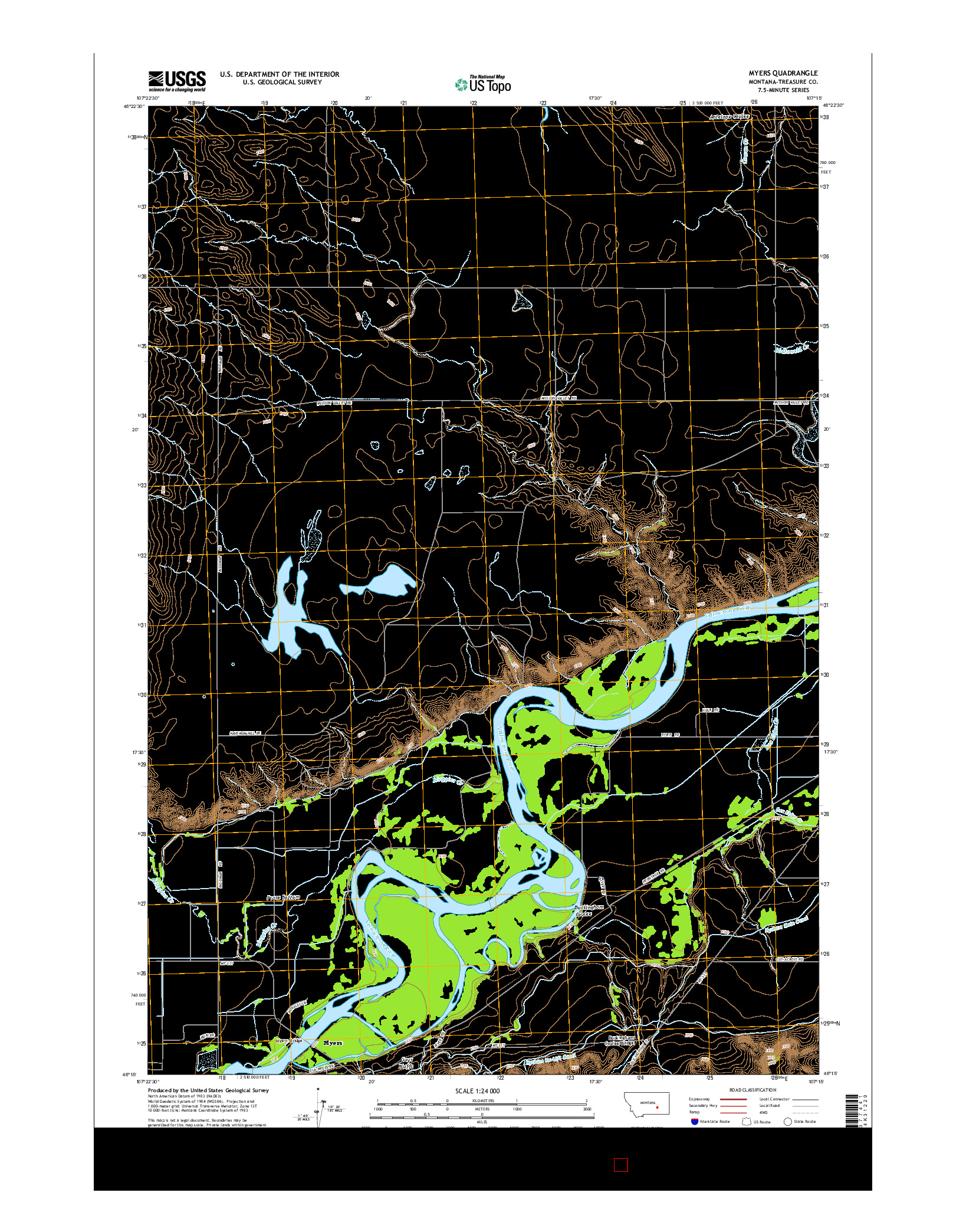 USGS US TOPO 7.5-MINUTE MAP FOR MYERS, MT 2014