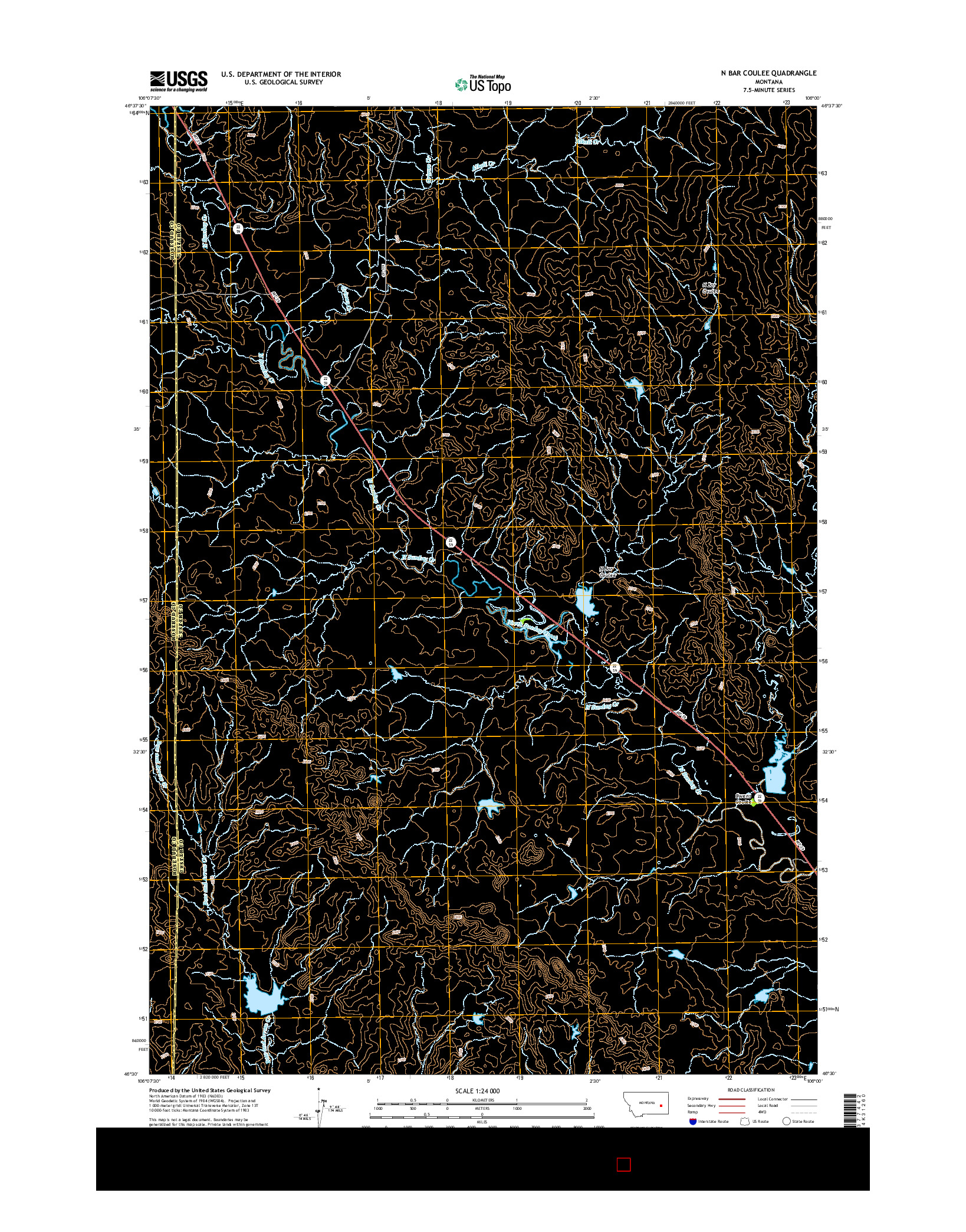 USGS US TOPO 7.5-MINUTE MAP FOR N BAR COULEE, MT 2014