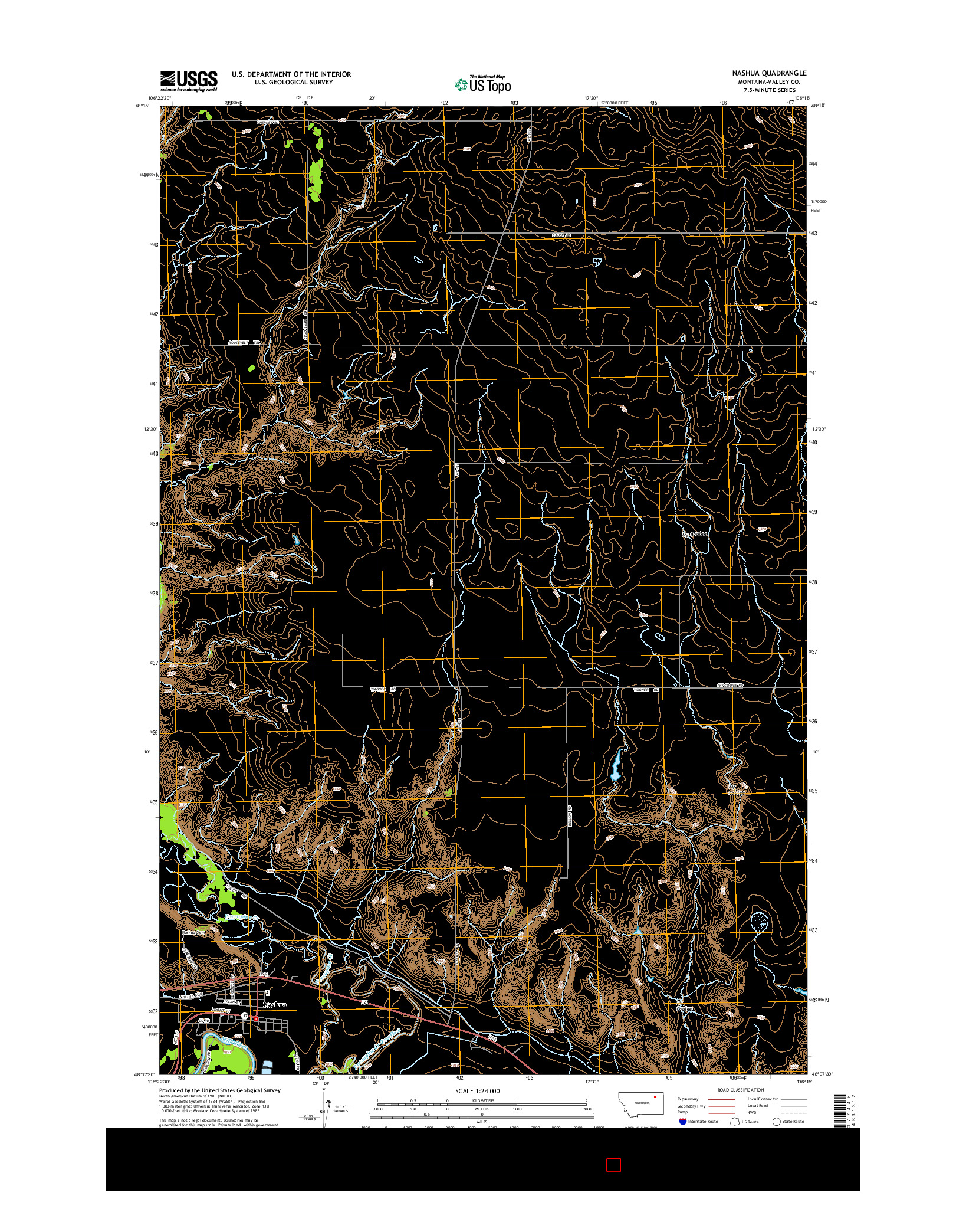 USGS US TOPO 7.5-MINUTE MAP FOR NASHUA, MT 2014