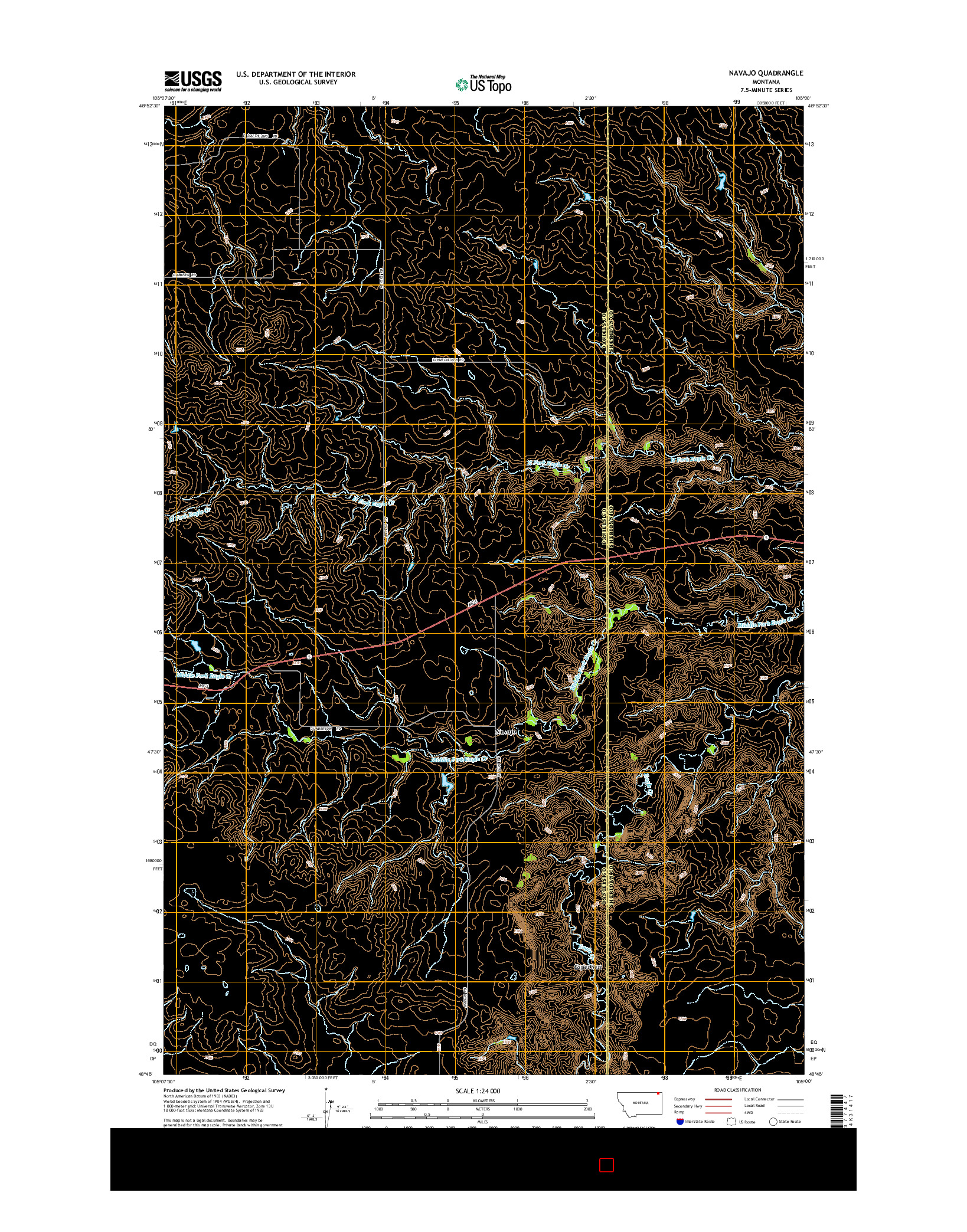 USGS US TOPO 7.5-MINUTE MAP FOR NAVAJO, MT 2014