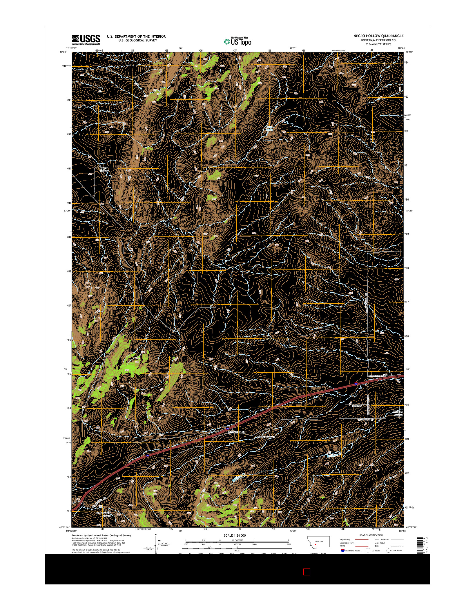 USGS US TOPO 7.5-MINUTE MAP FOR NEGRO HOLLOW, MT 2014