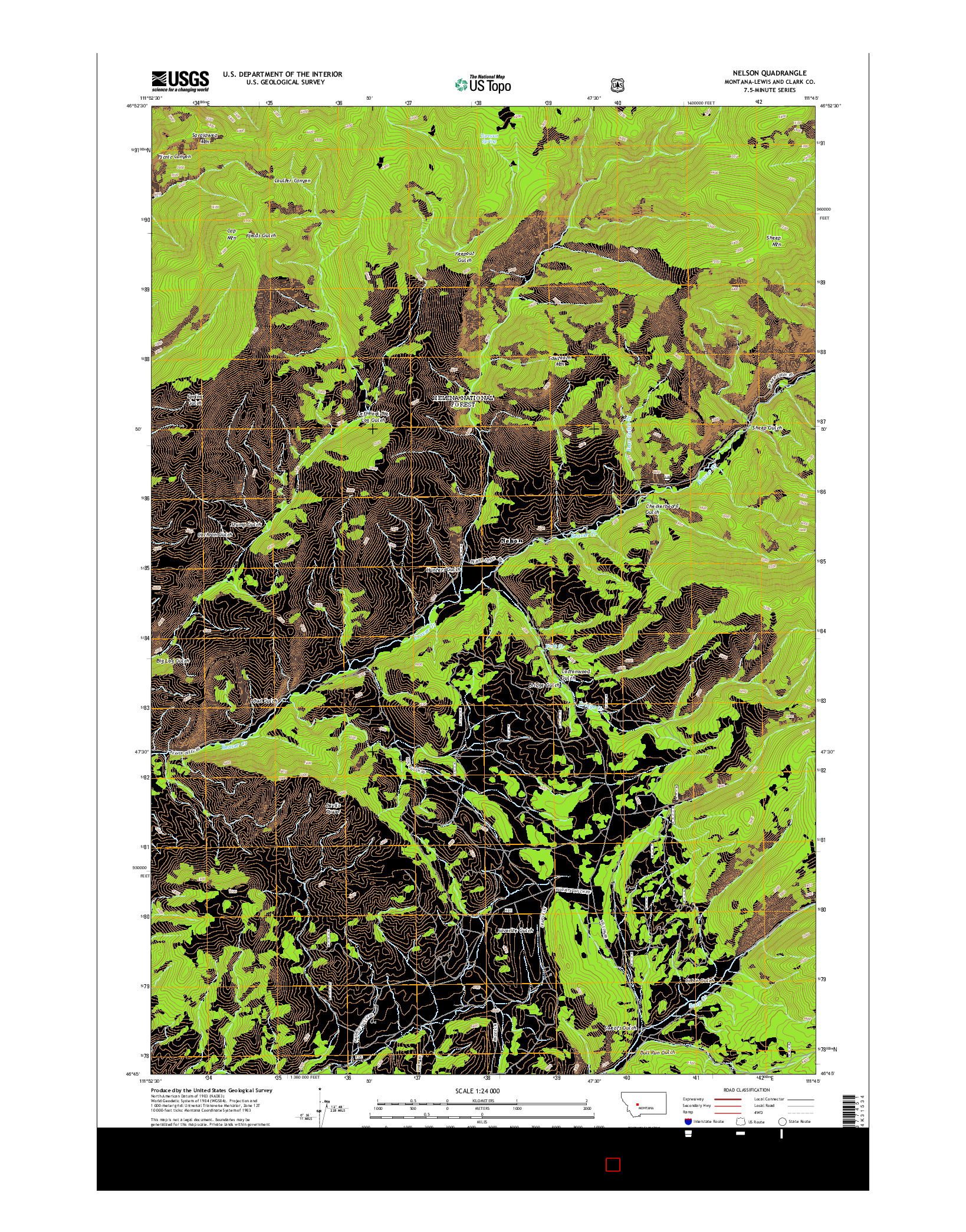 USGS US TOPO 7.5-MINUTE MAP FOR NELSON, MT 2014