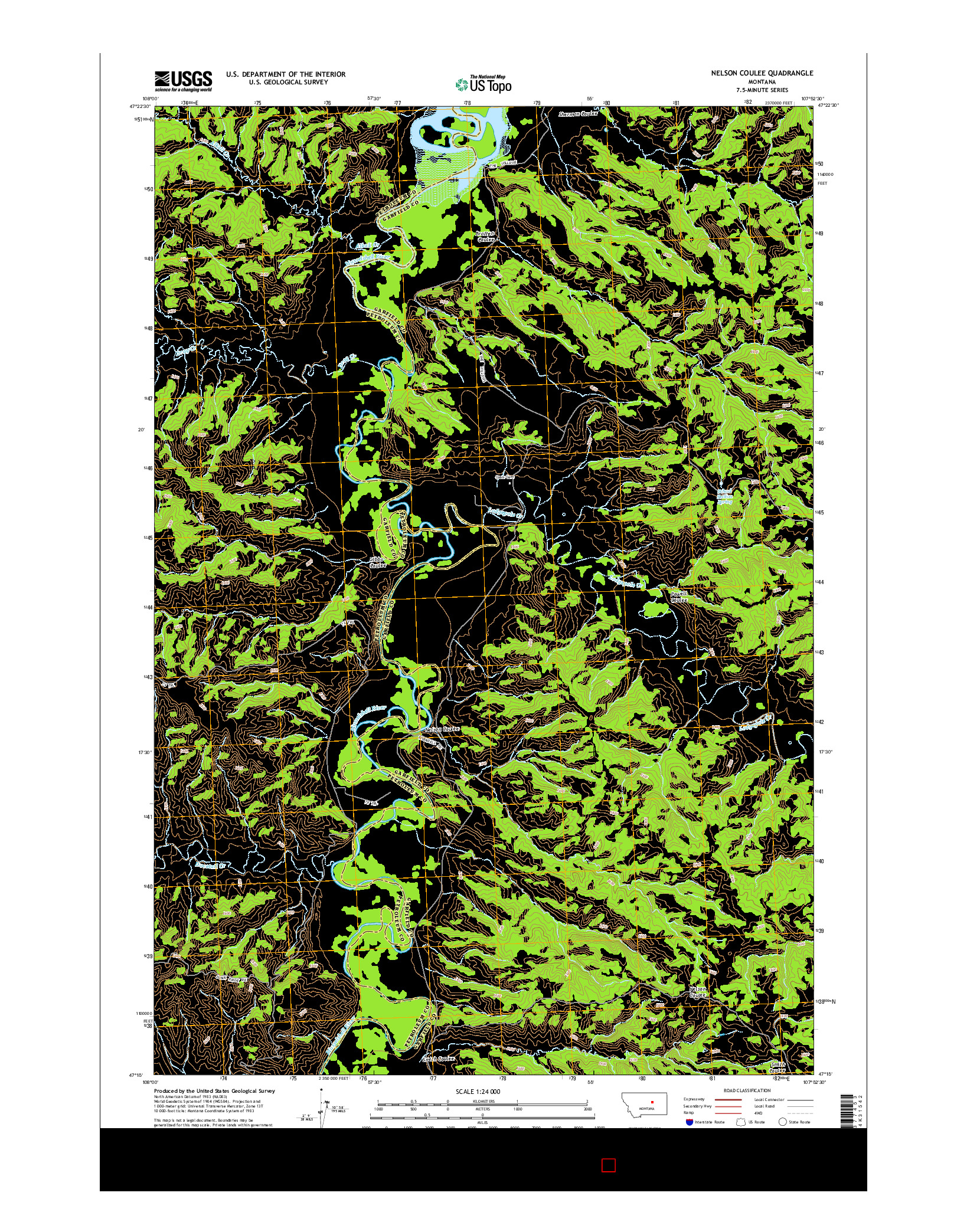 USGS US TOPO 7.5-MINUTE MAP FOR NELSON COULEE, MT 2014