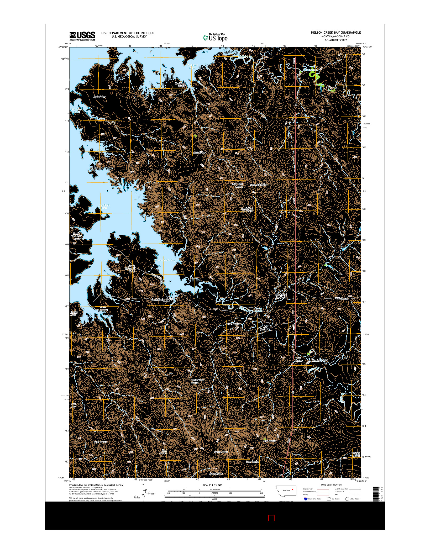 USGS US TOPO 7.5-MINUTE MAP FOR NELSON CREEK BAY, MT 2014